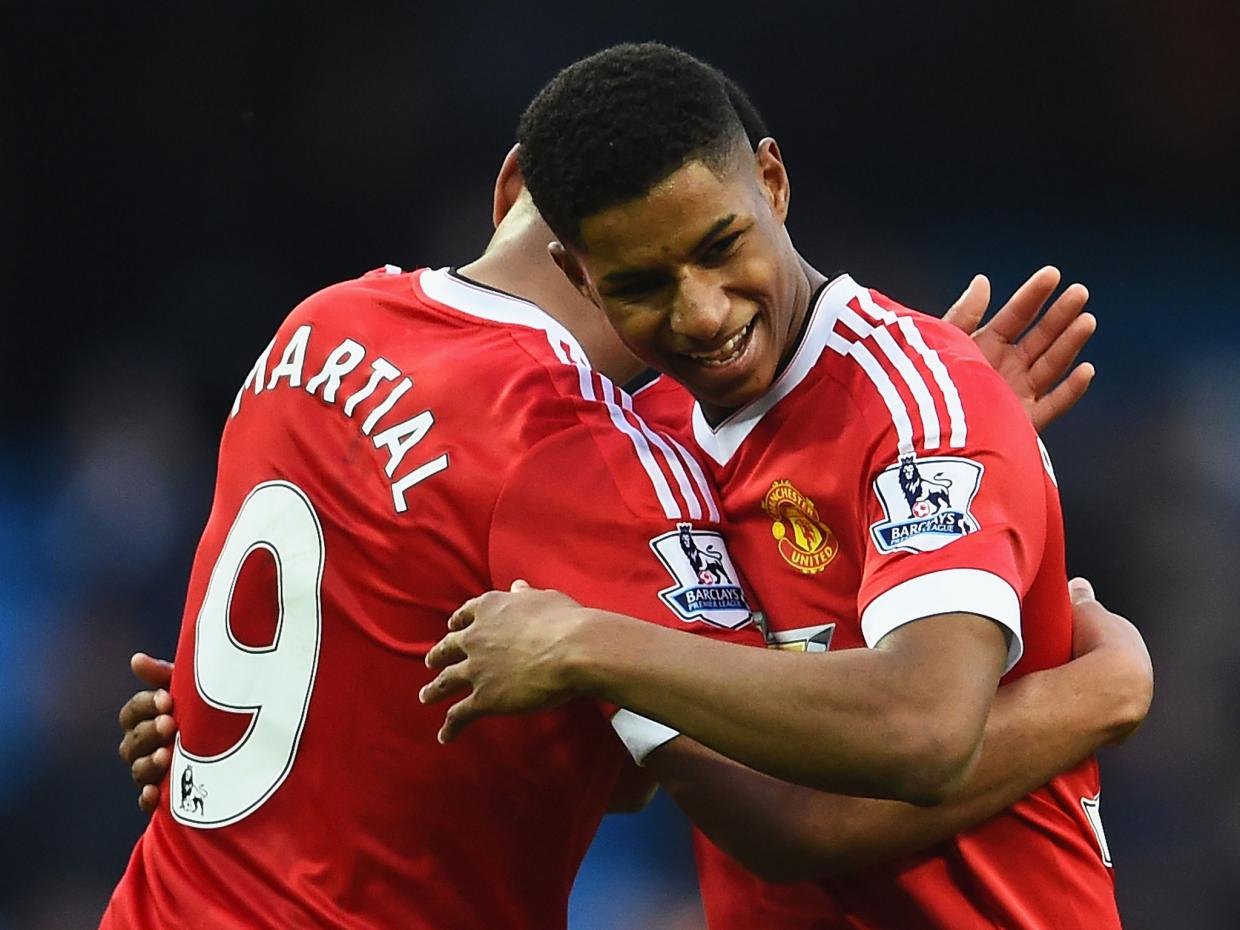 Rashford e Martial abbraccio, 1240x930 HD, Acer Nitro