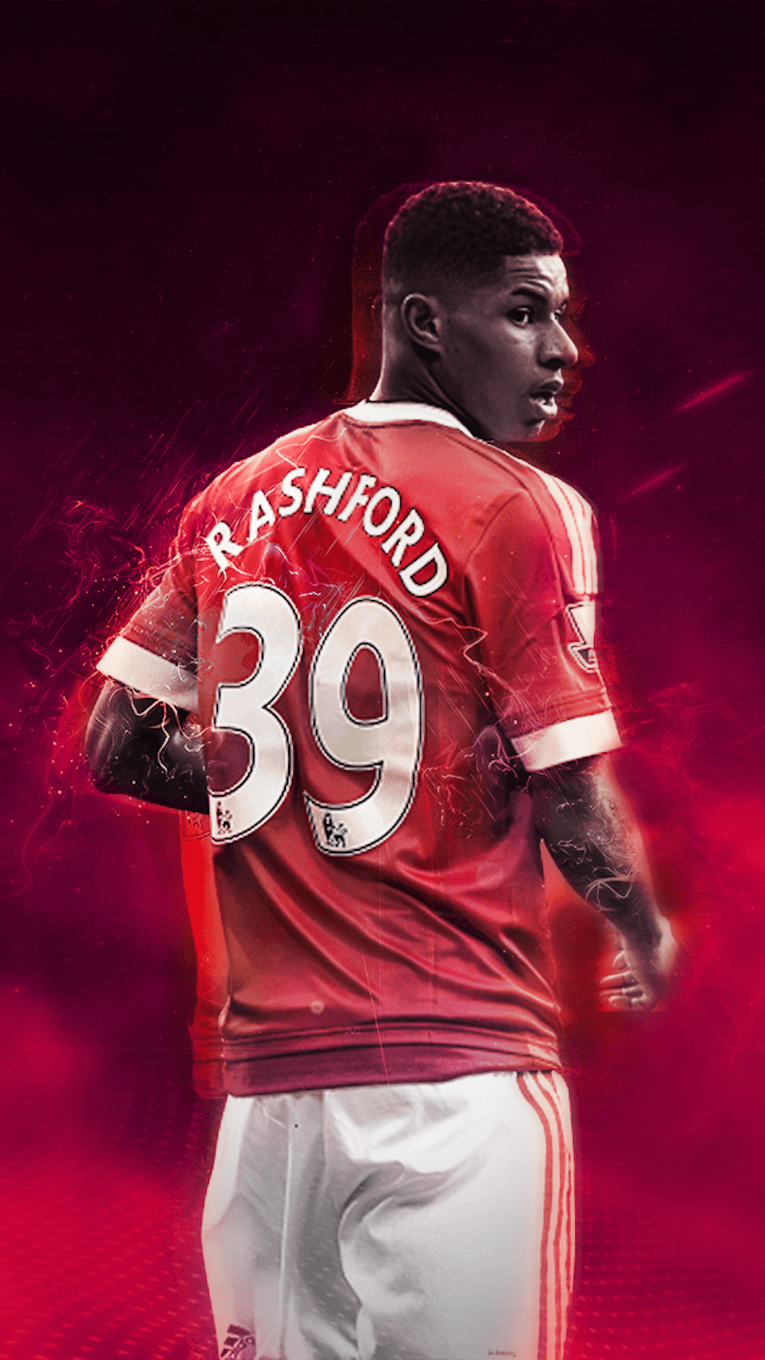 Marcus Rashford maglia rossa, 1080x1920 Verticale, Mobile