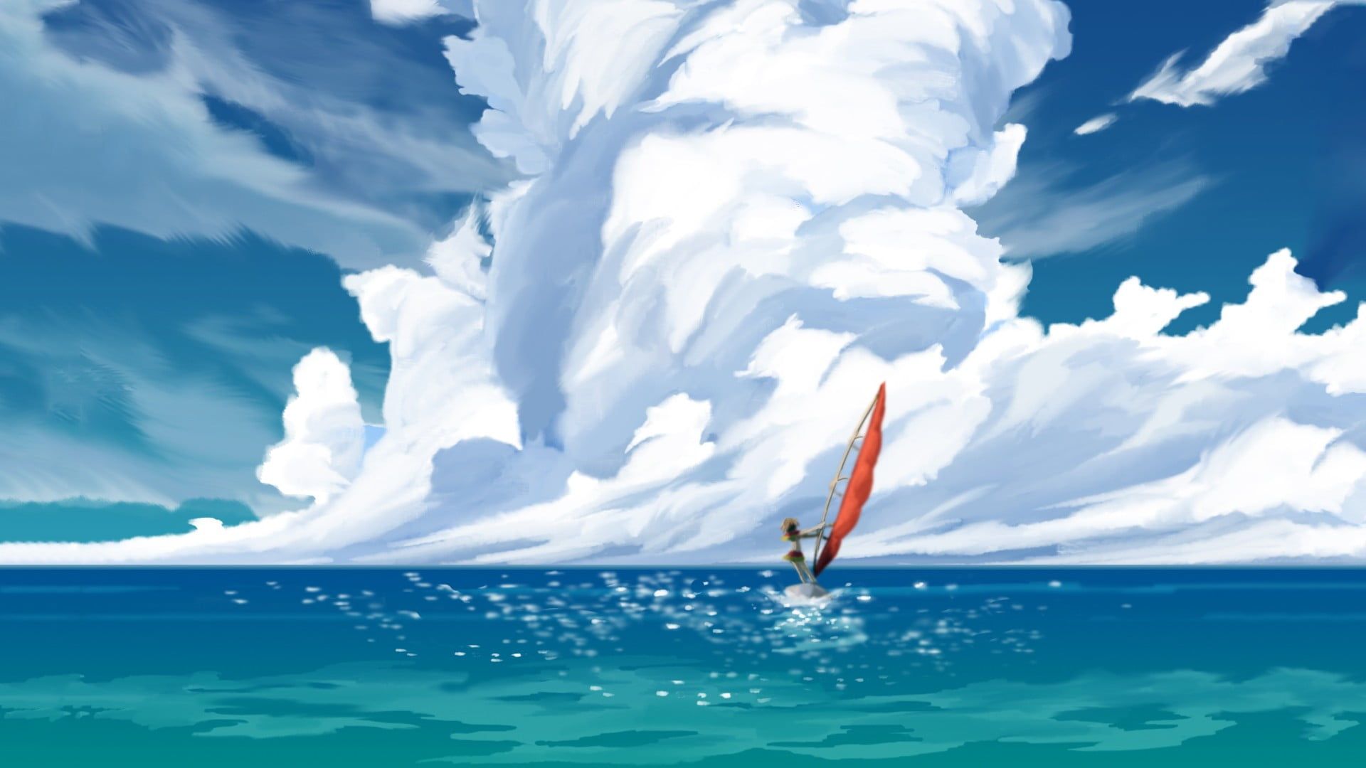 Windsurfista su mare Gargantia, 1920x1080 1080p, PC Desktop