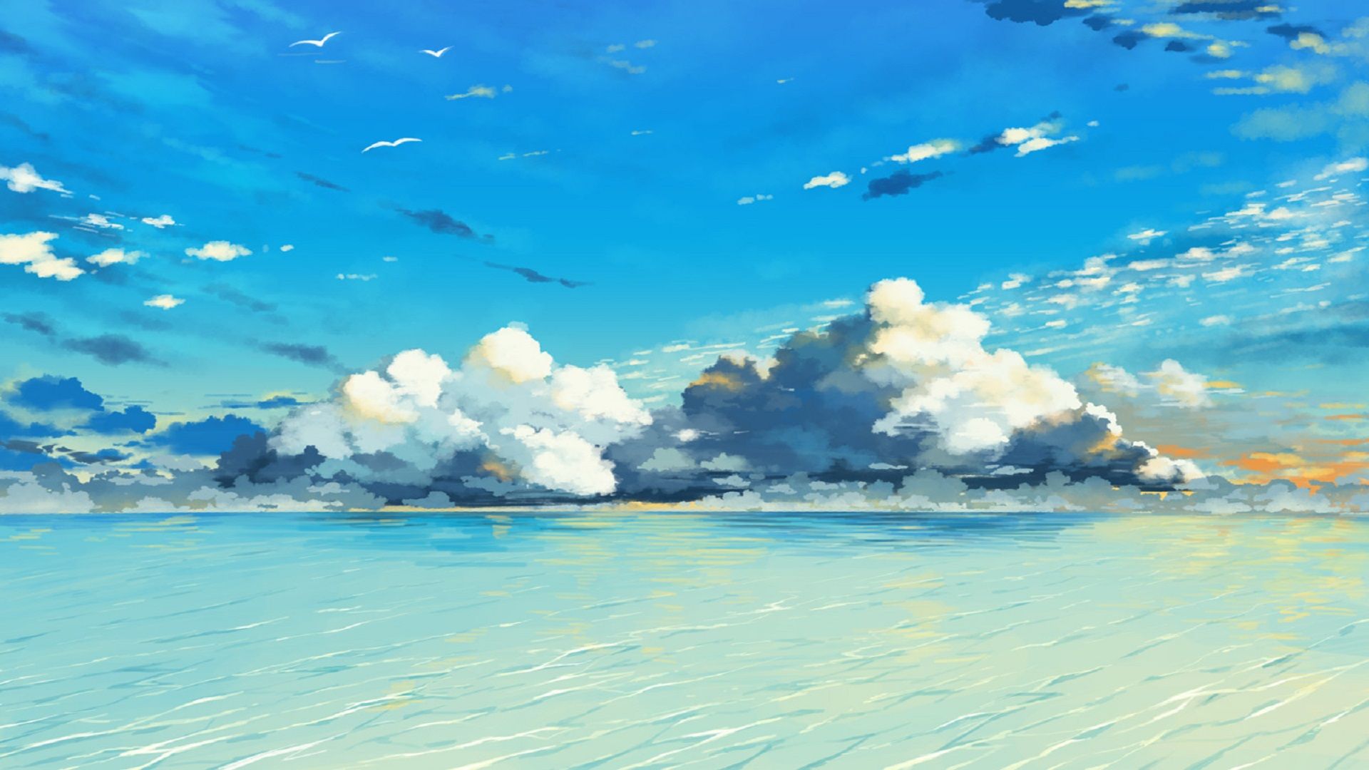 Mare e nuvole stile anime, 1920x1080 1080p, Desktop