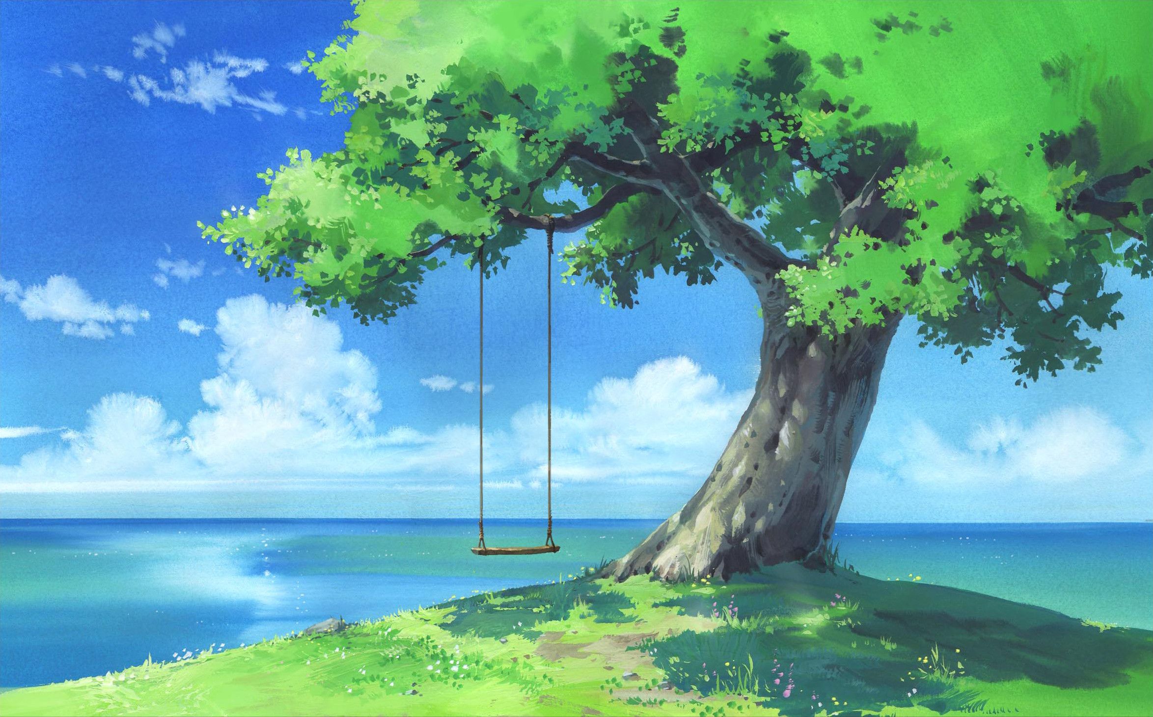 Albero con altalena sul mare, 2348x1461 alta risoluzione, Laptop