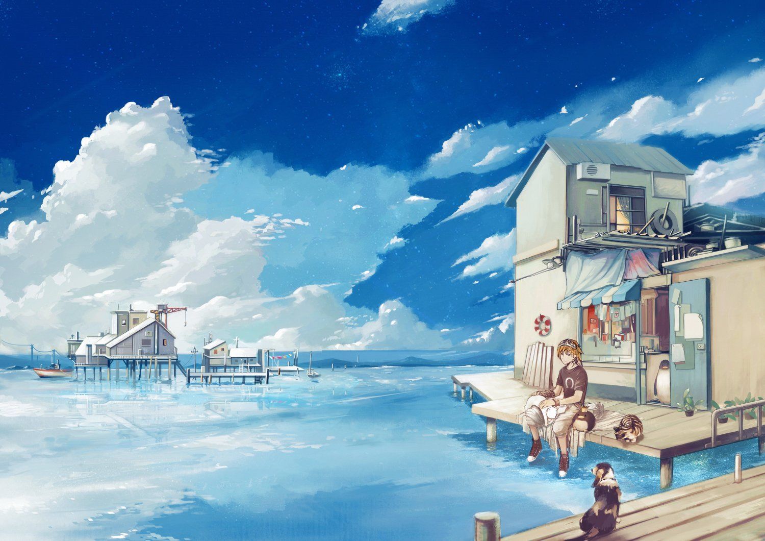 Tramonto anime sul mare, 2880x1800 2K+, MacBook Pro