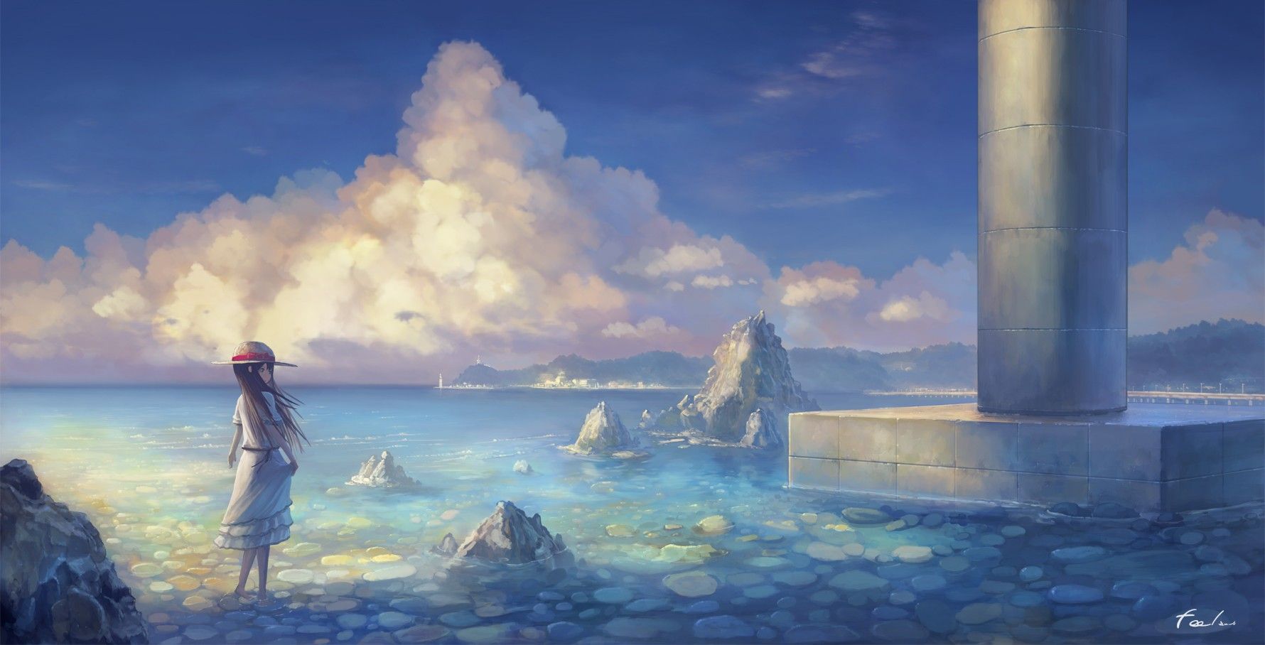 Spiaggia anime con palme, 1600x900 900p, iMac