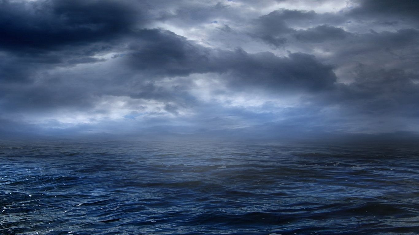 Tempesta sul mare, blu scuro, sfondo 1366x768 720p, PC