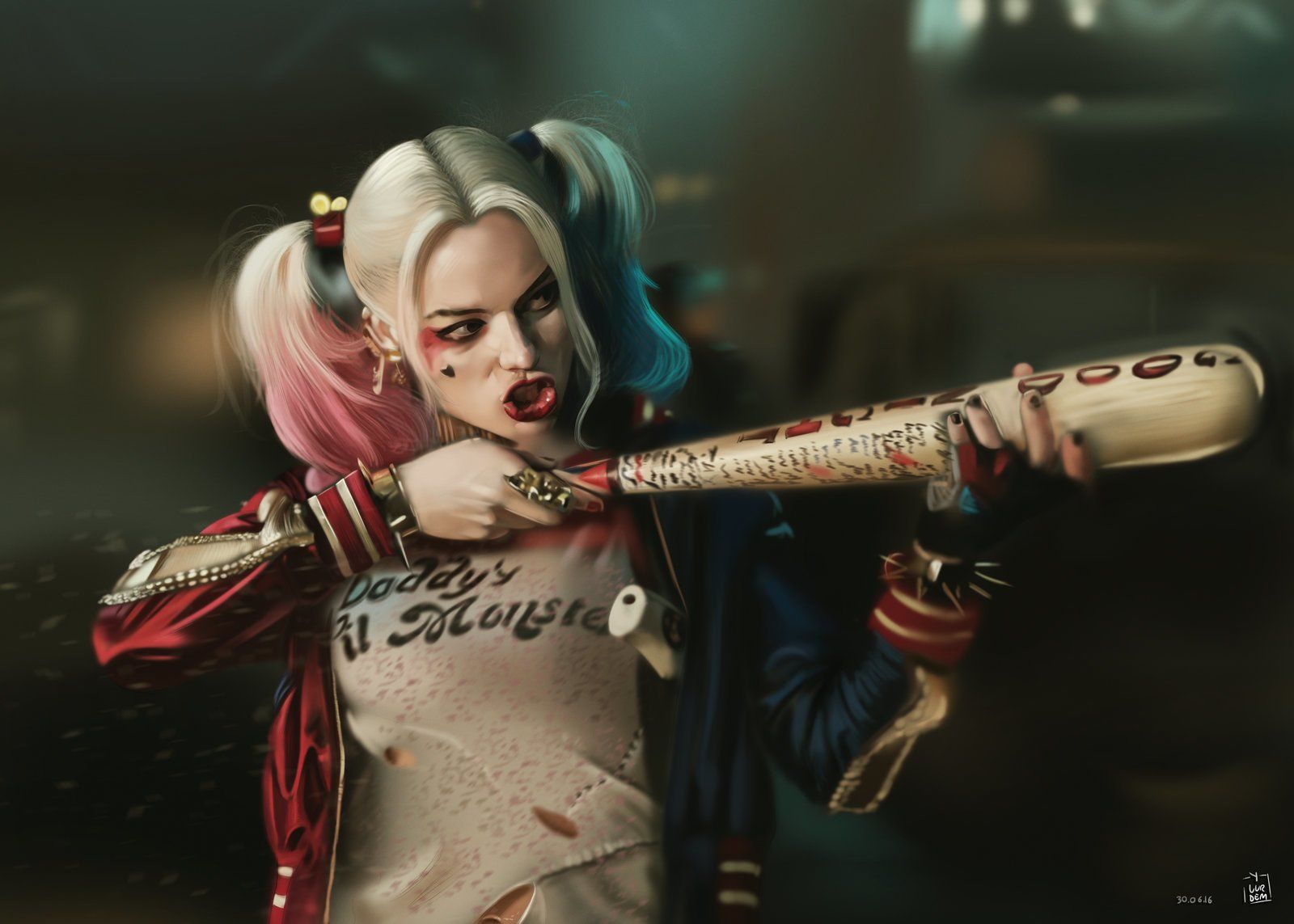 Harley Quinn con mazza da baseball, 1600x1143 900p, PC