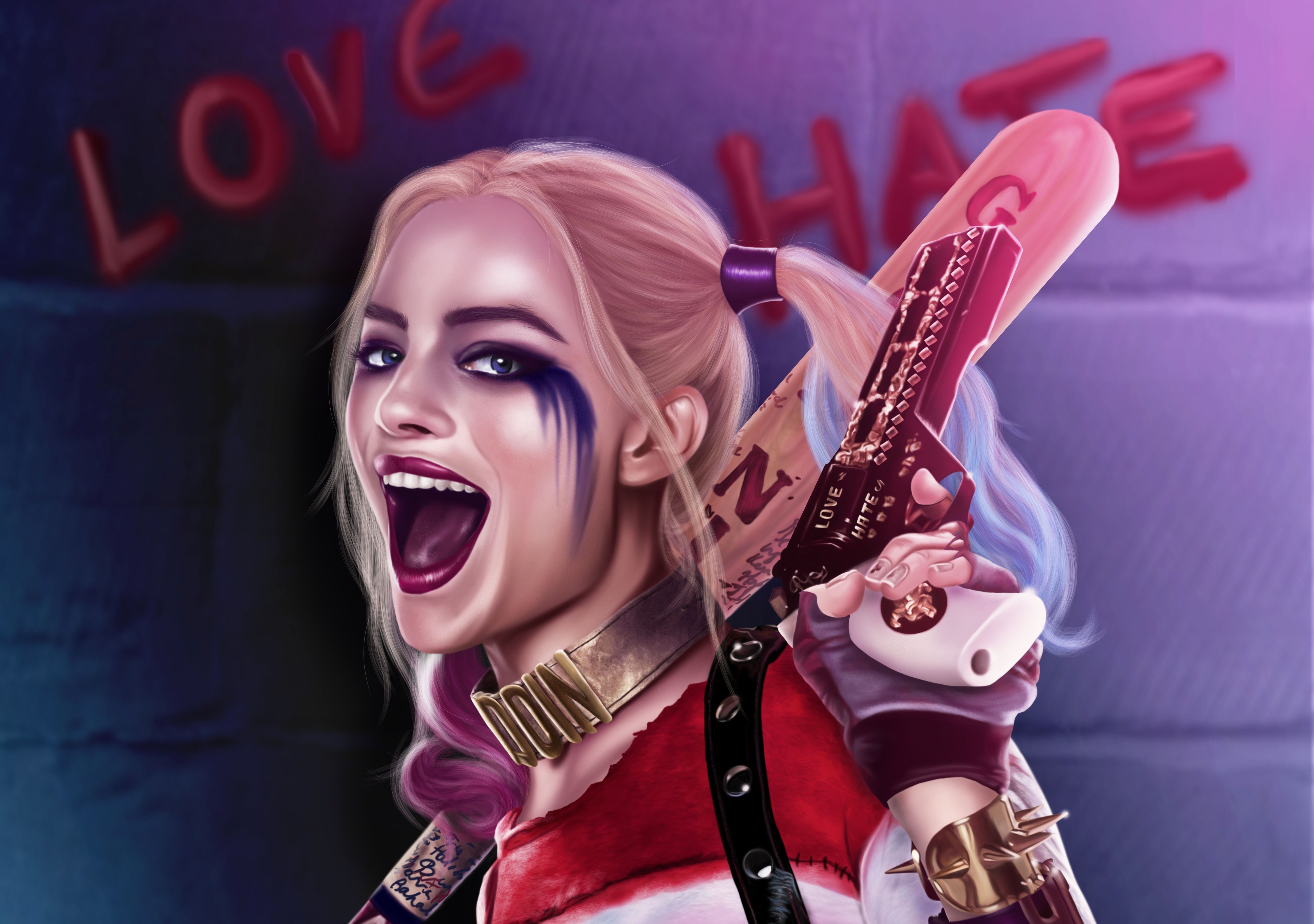 Harley Quinn con mazza da baseball, 5314x3737 4K, Desktop 4K