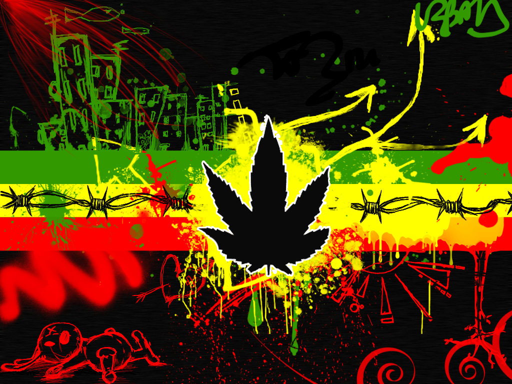 Foglia marijuana graffiti rasta, 1024x768 HD, Desktop