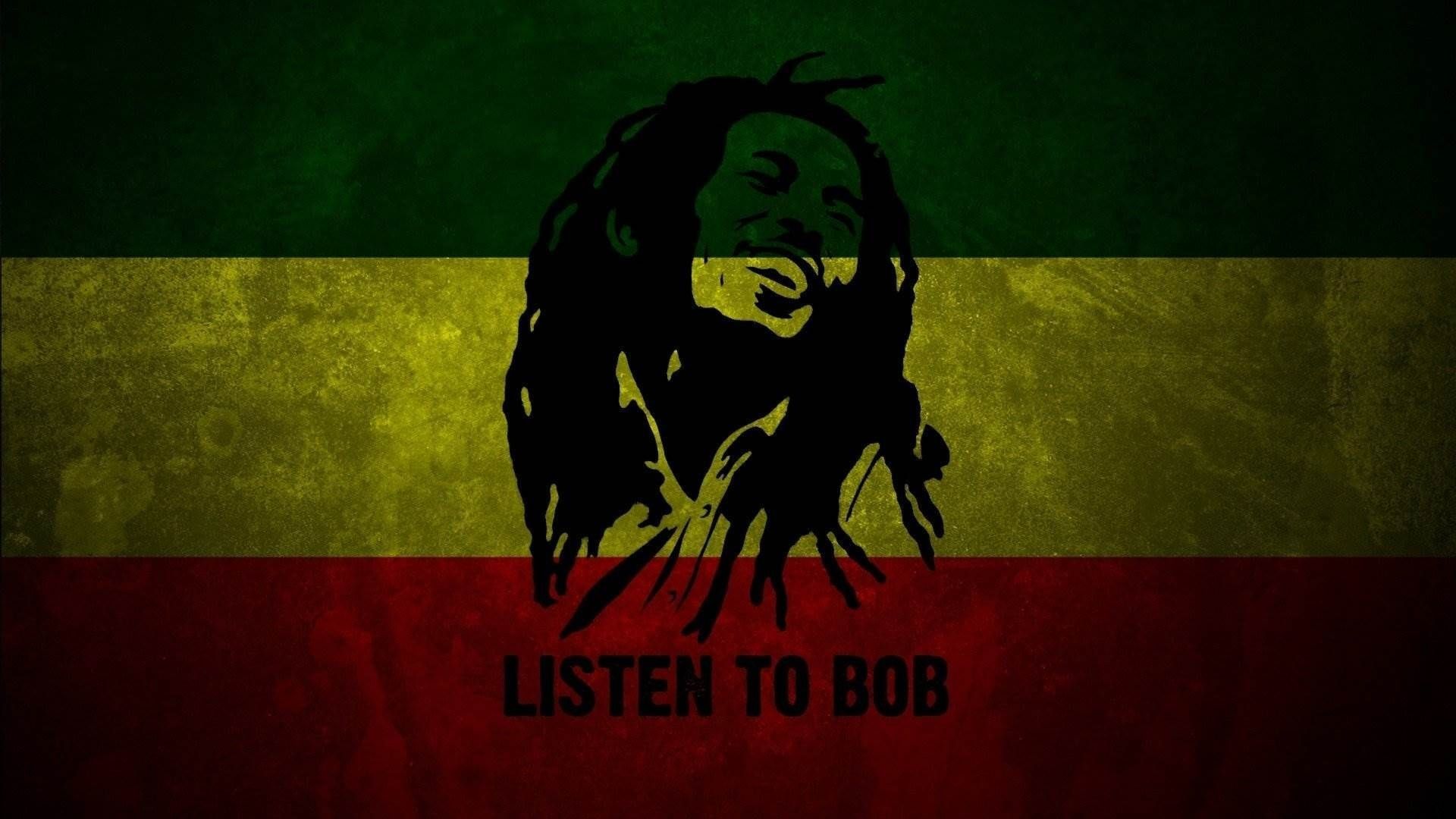 Silhouette Bob Marley bandiera rasta, 1920x1080 Full HD, Laptop