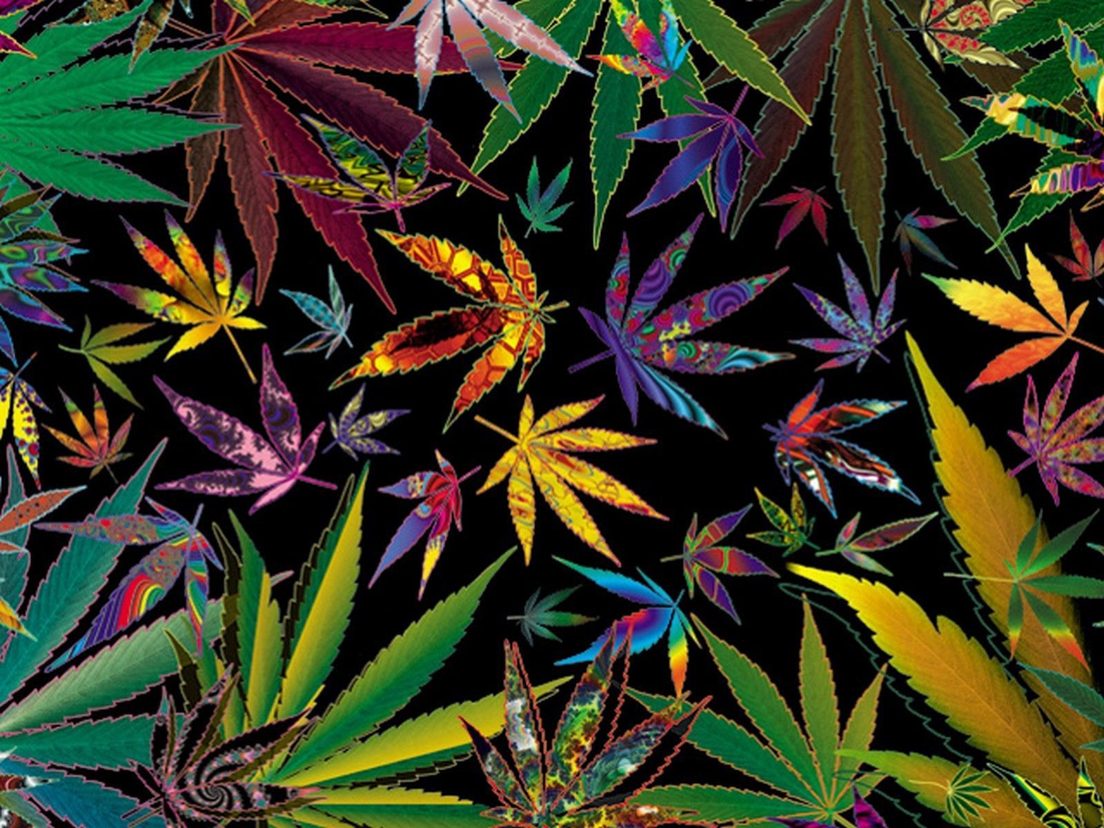 Foglie marijuana colorate psichedeliche, 1600x1200 HD, Desktop