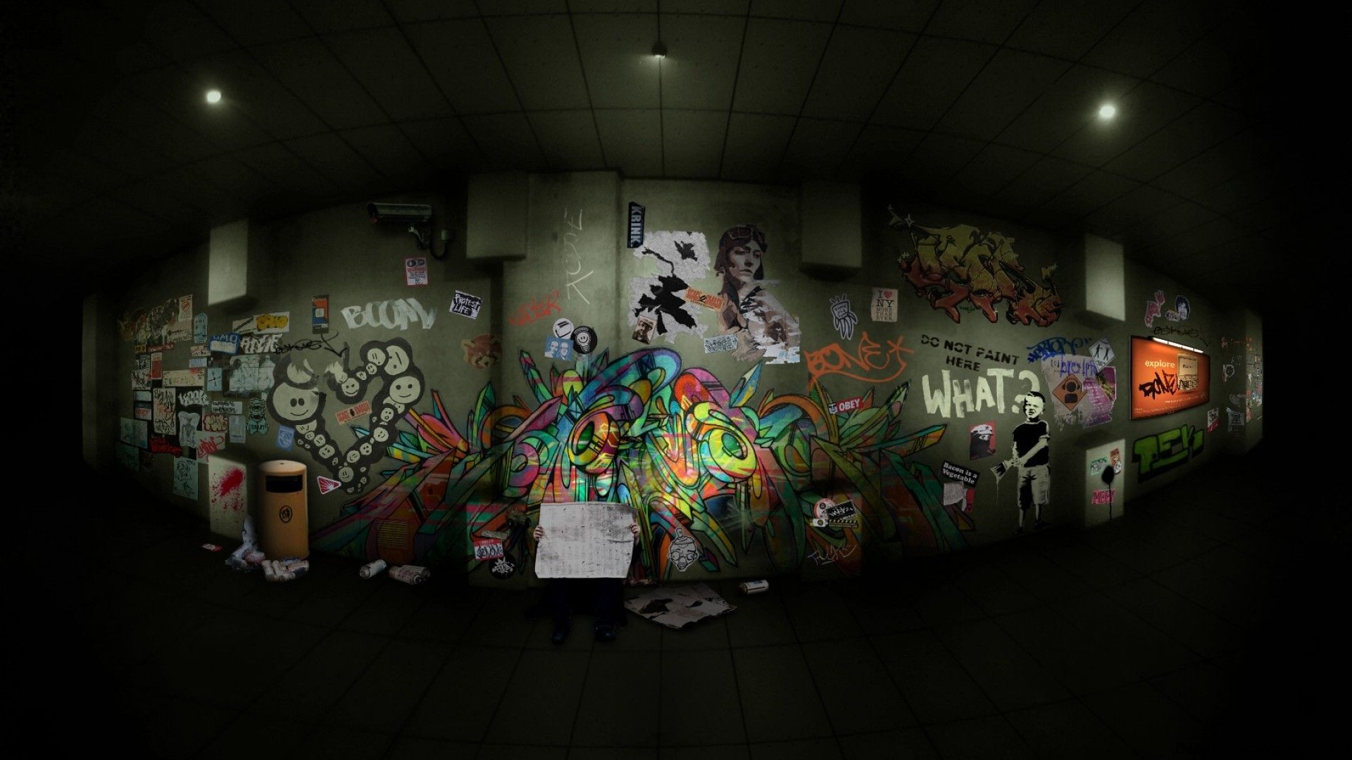 Graffiti murale personaggi cannabis, 1280x720 720p, Laptop