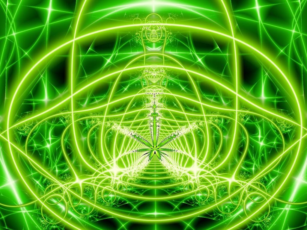 Frattale psichedelico verde luminoso, 1024x768 HD, PC