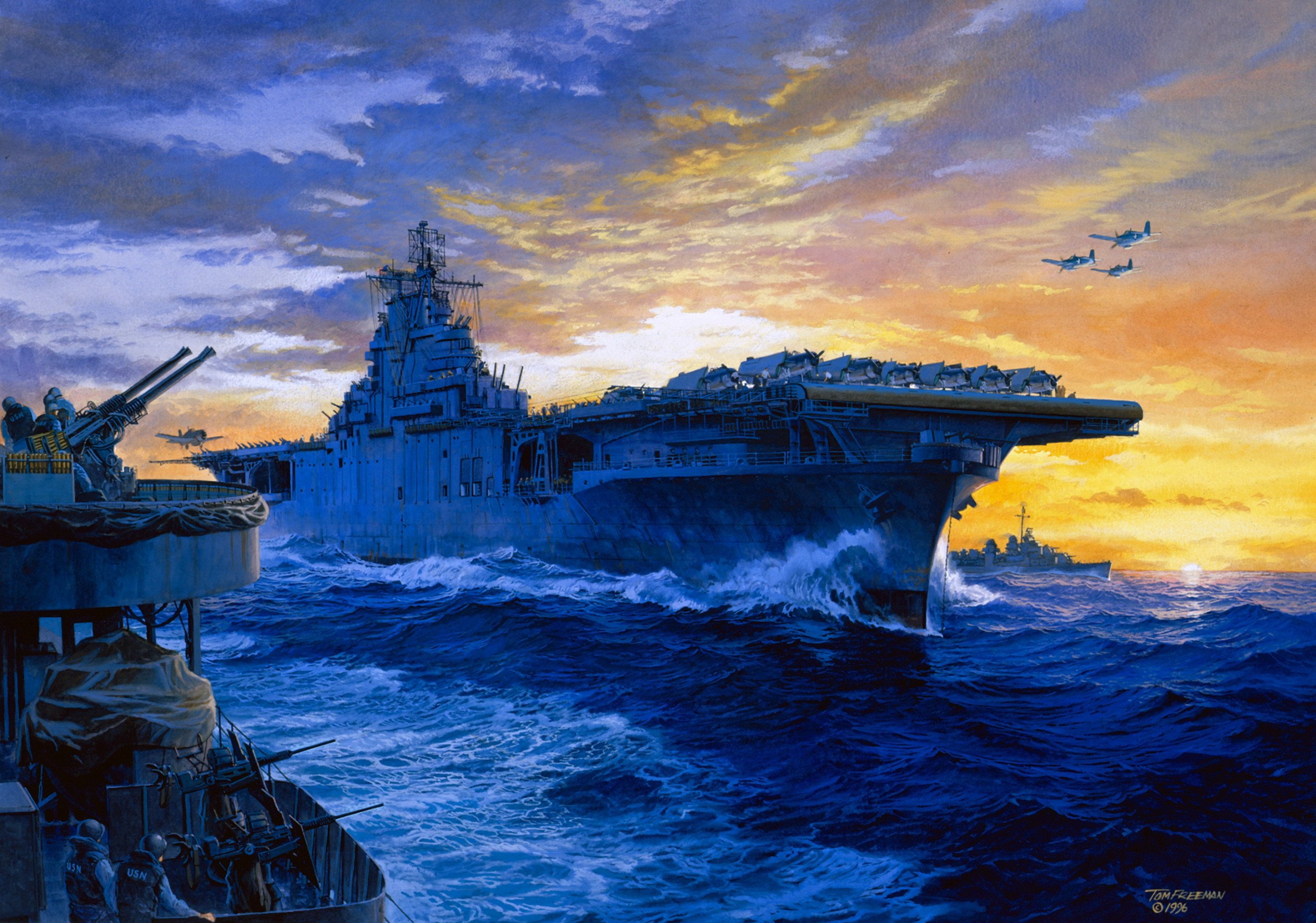 Portaerei militare al tramonto, 2738x1920 2K+, Desktop