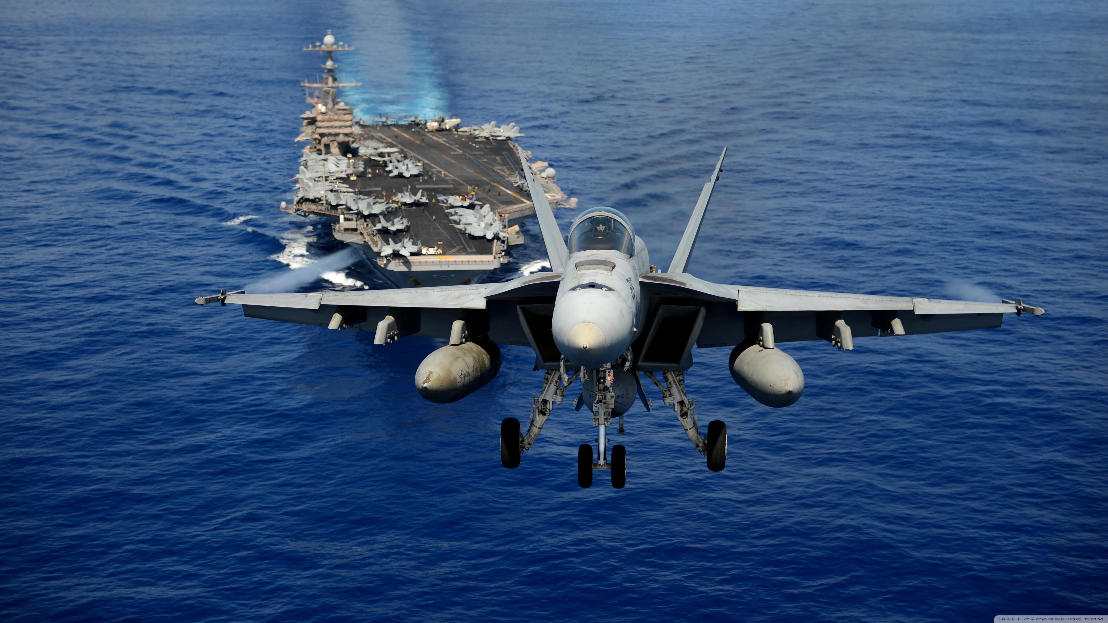 Caccia militare e portaerei mare, 3840x2160 4K, Monitor 4K
