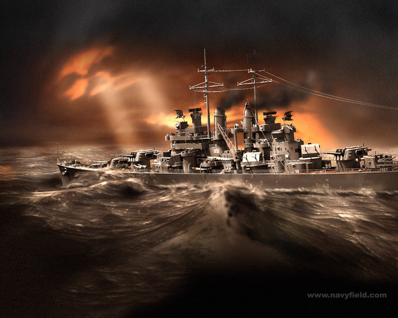 Nave da guerra oceano tempesta, 1280x1024 720p, Laptop