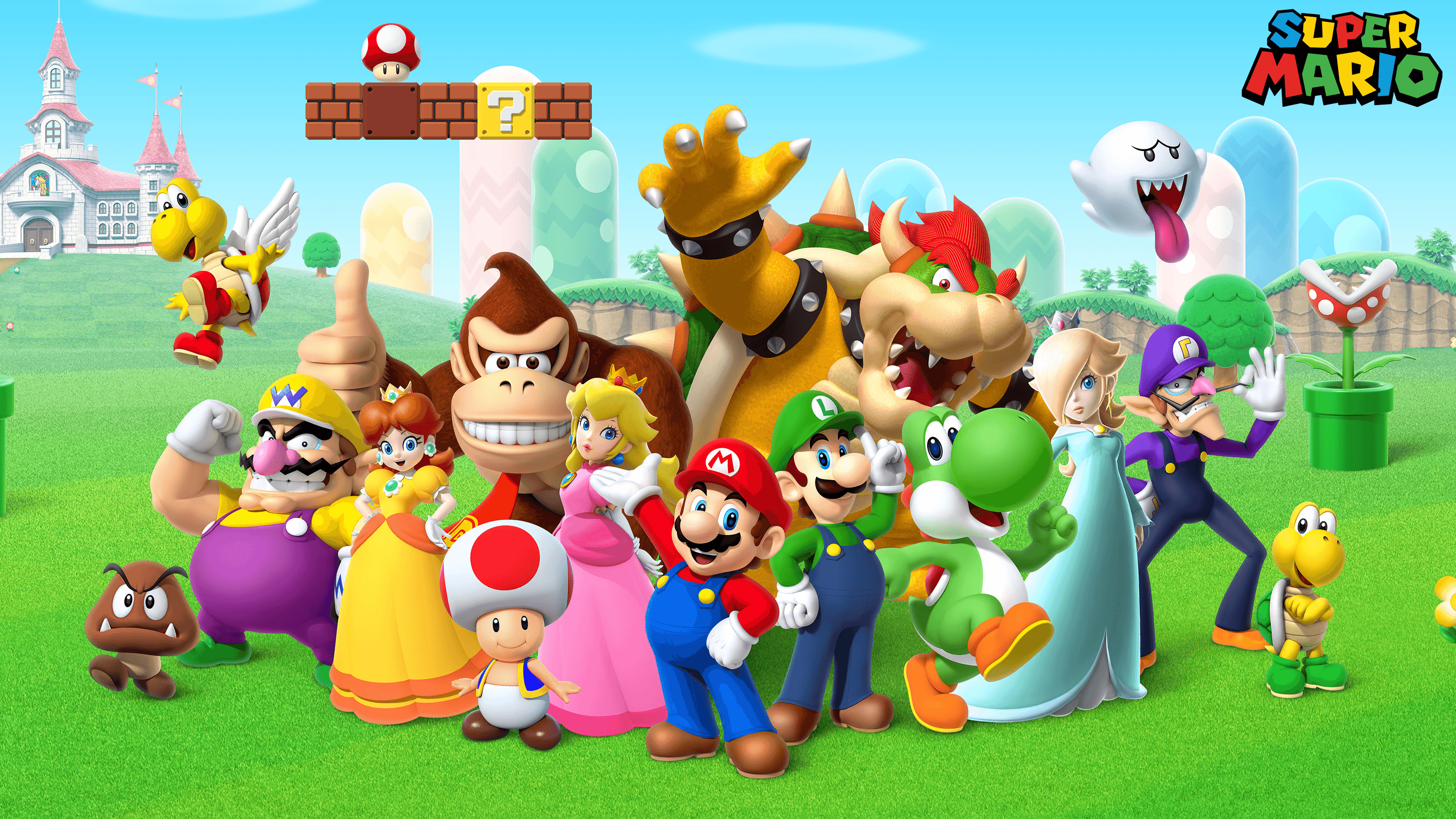 Personaggi Super Mario Bros, platform, 3228x1815 WQXGA, Laptop
