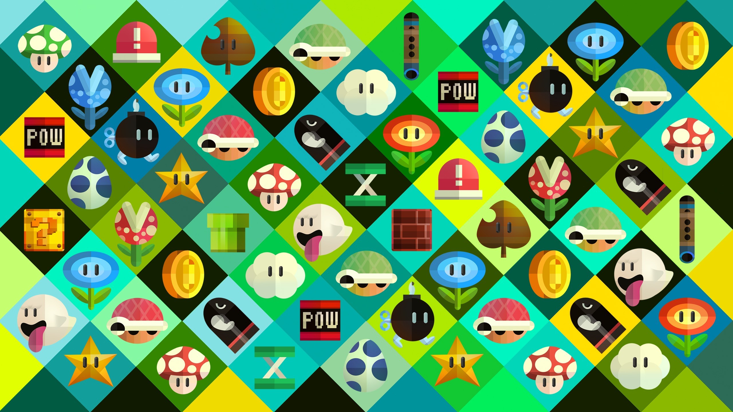 Icone Mario Bros a rombi, 2560x1440 QHD, Laptop