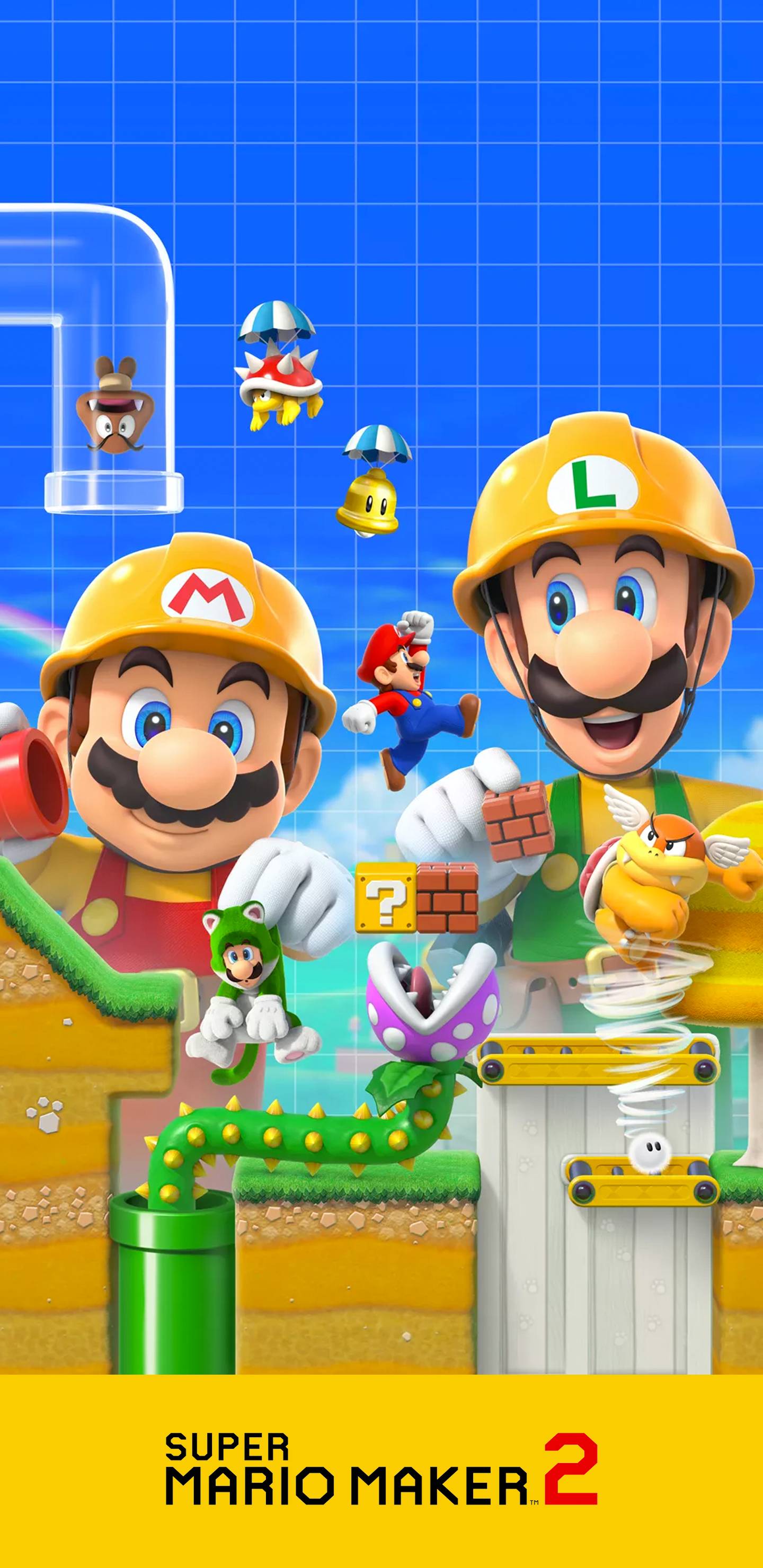 Mario e Luigi, Super Mario Maker 2, 1440x2960 Verticale, iPhone