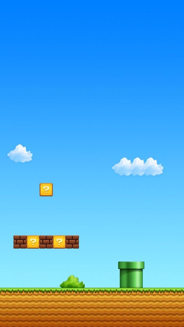 Mario blocchi pixel art tubo, 750x1334 Full HD Verticale, iPhone Air