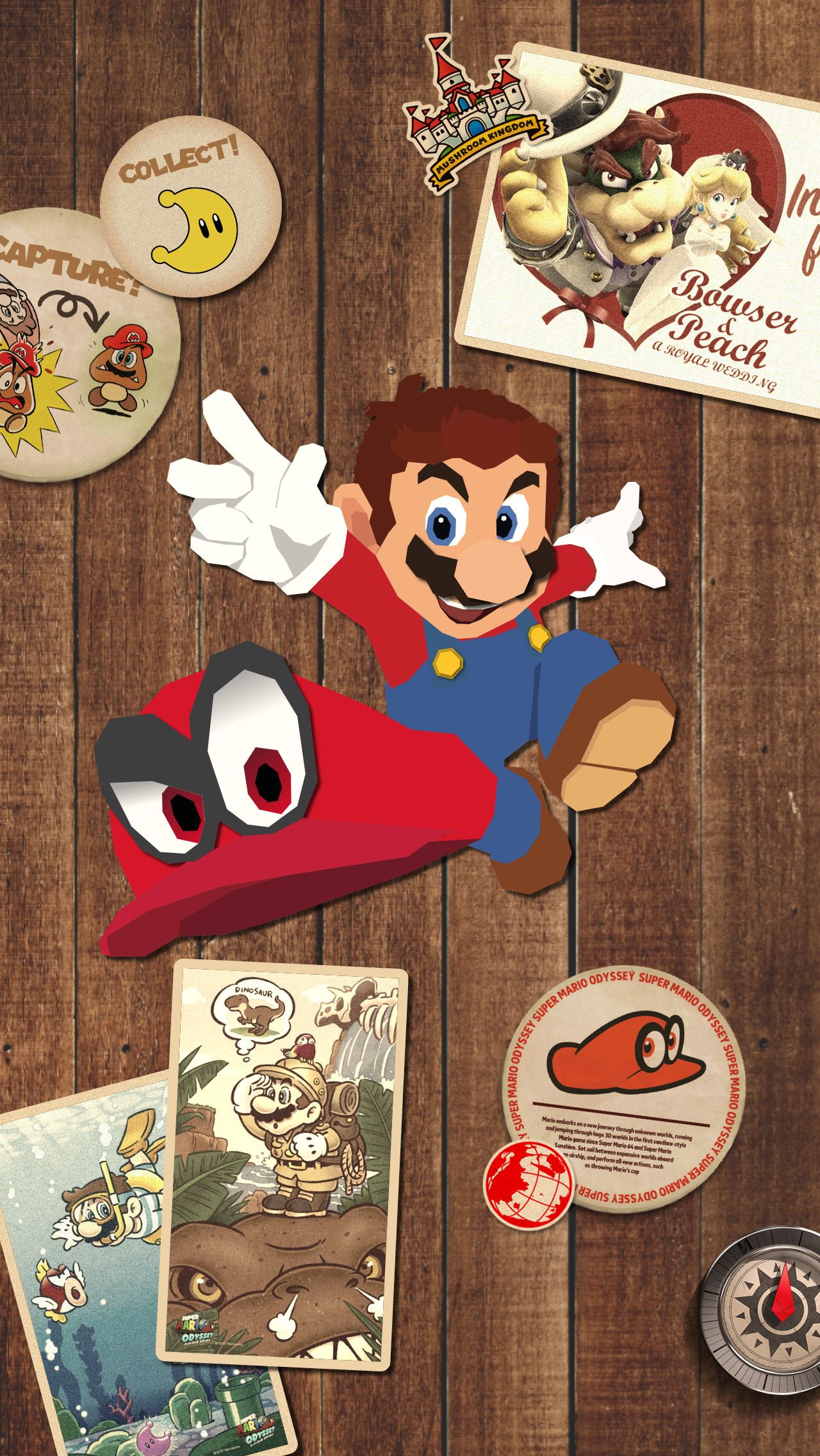 Mario Odyssey adesivi legno, 1280x2272 Verticale, iPhone Pro Max
