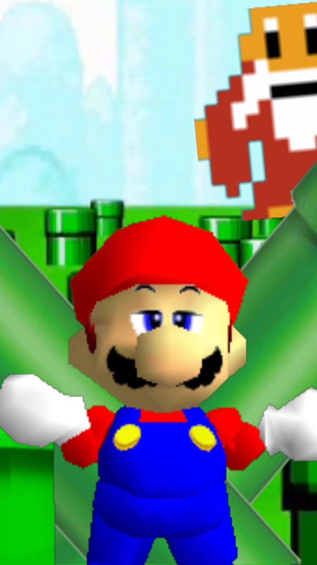 Mario 64 e Goomba pixel, 1080x1920 Full HD Verticale, iPhone Plus