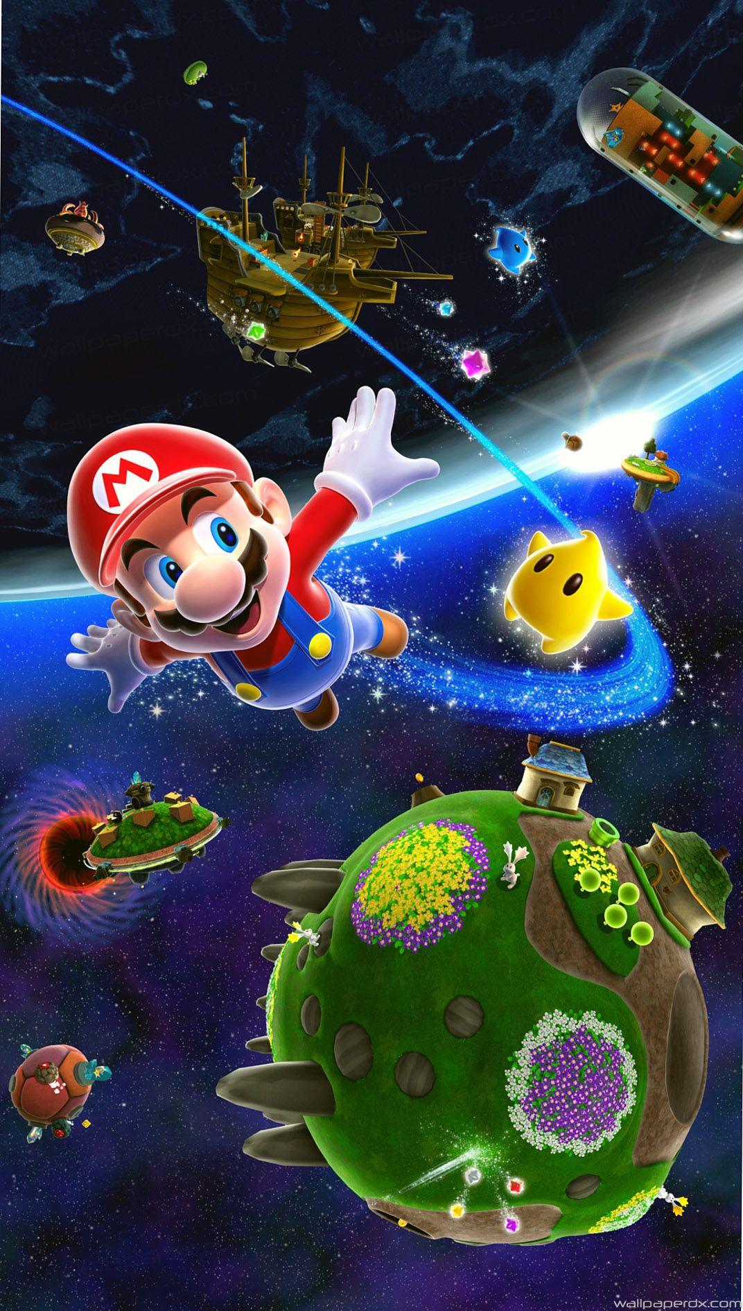 Mario Galaxy spazio pianeti, 1072x1890 Full HD Verticale, iPhone Plus