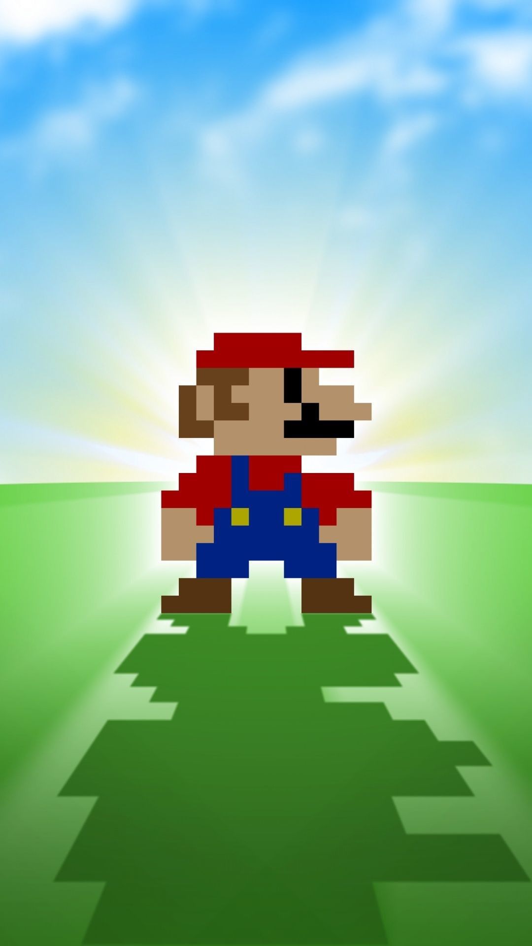 Mario pixelato su prato, 1080x1920 Verticale, iPhone Pro Max