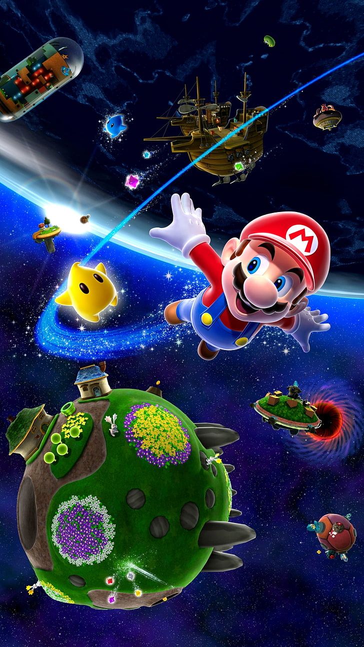 Mario Super Mario Galaxy spazio, 728x1294 Full HD Verticale, iPhone