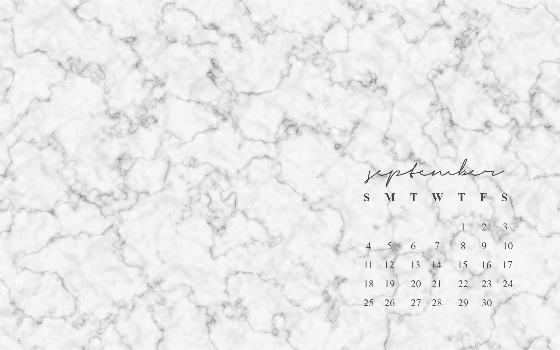Calendario settembre marmo bianco, 1920x1200 Full HD+ WUXGA, PC