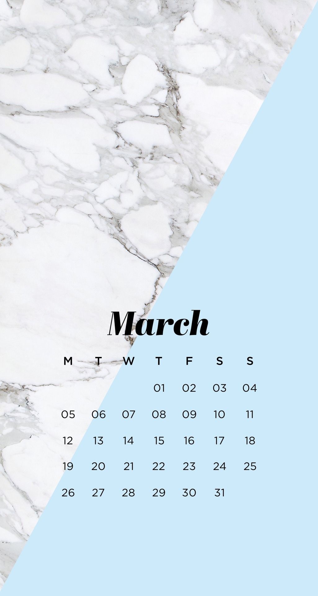 Calendario marzo marmo bianco pastello, 1025x1920 Full HD Verticale, iPhone
