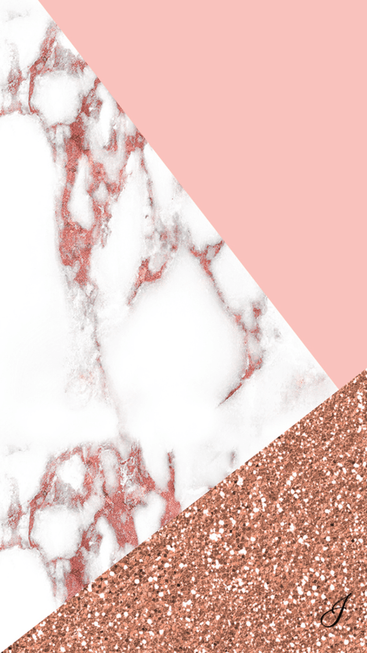 Marmo rosa e glitter oro rosa, 750x1334 Verticale, Telefono
