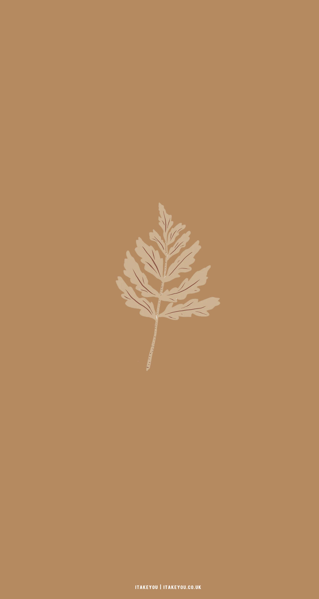 Foglia felce disegnata, beige marrone, 1020x1915 Full HD Verticale, Samsung Galaxy