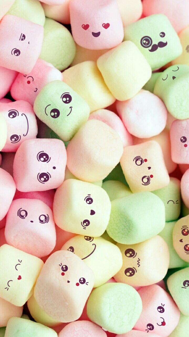 Marshmallow kawaii colorati, 720x1280 Verticale, Telefono