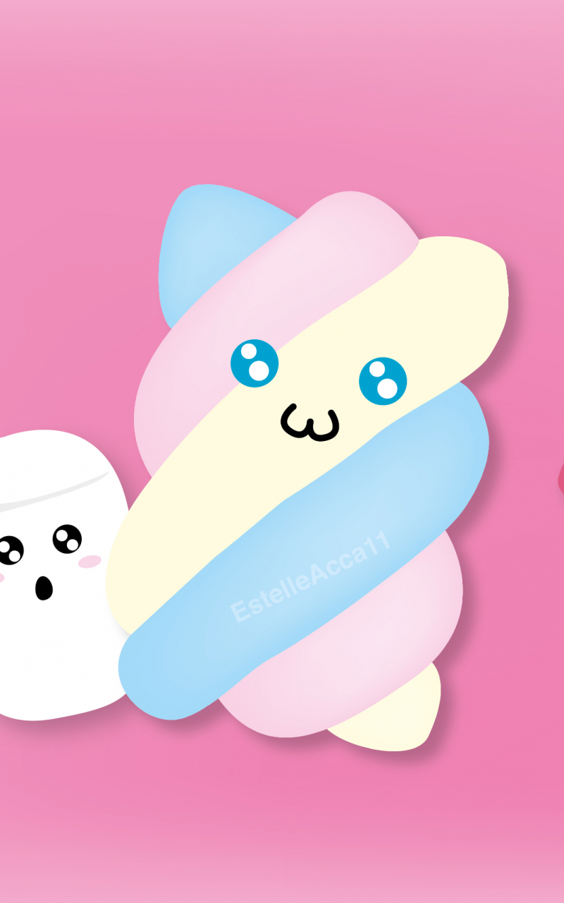 Marshmallow kawaii pastello rosa, 800x1280 Full HD Verticale, Smartphone