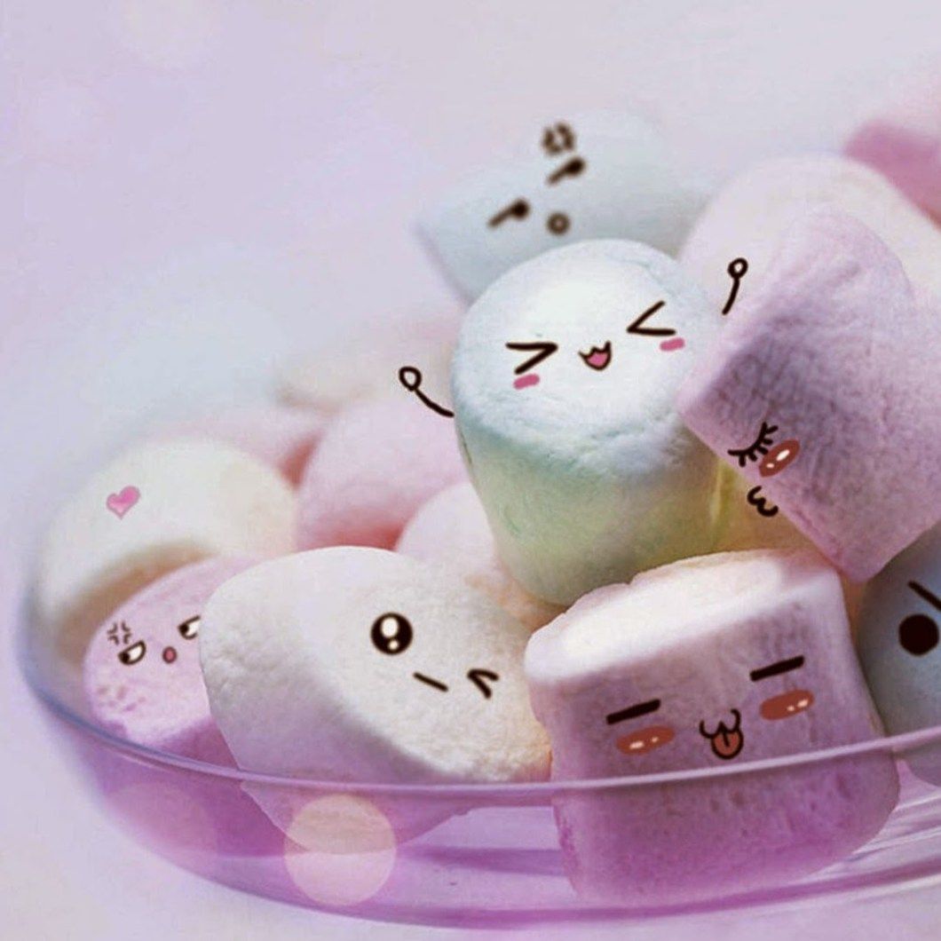 Marshmallow kawaii con faccine, 1060x1060 HD, Desktop
