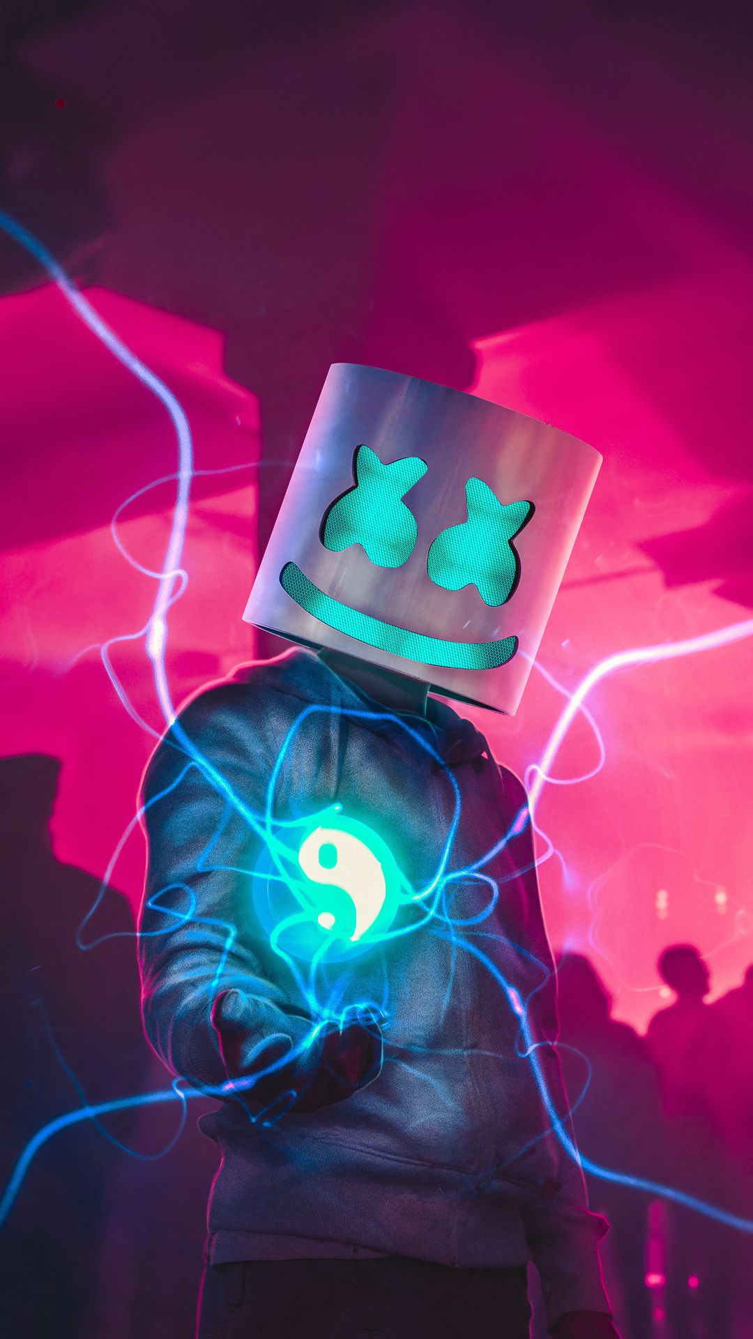 Marshmallow DJ neon fulmini, 1080x1920 Full HD Verticale, iPhone