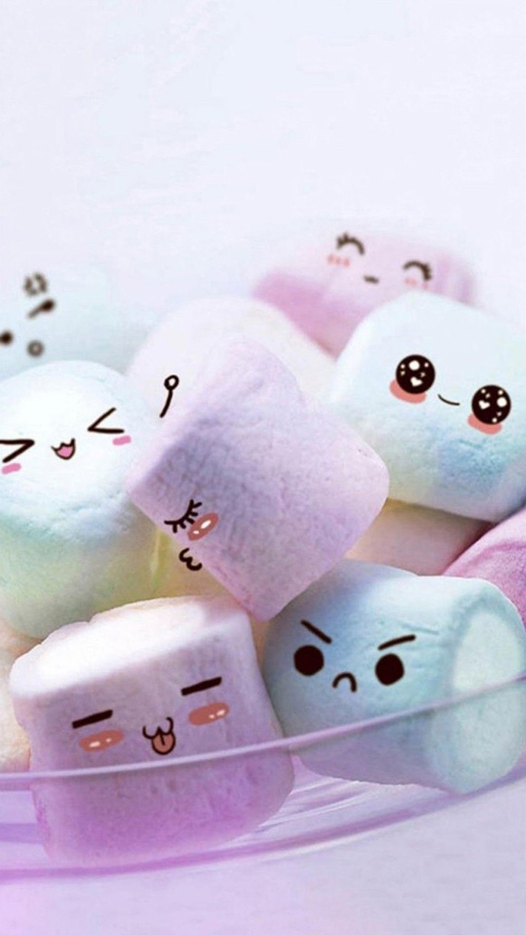 Marshmallow kawaii con faccine, 1080x1920 Verticale, Telefono