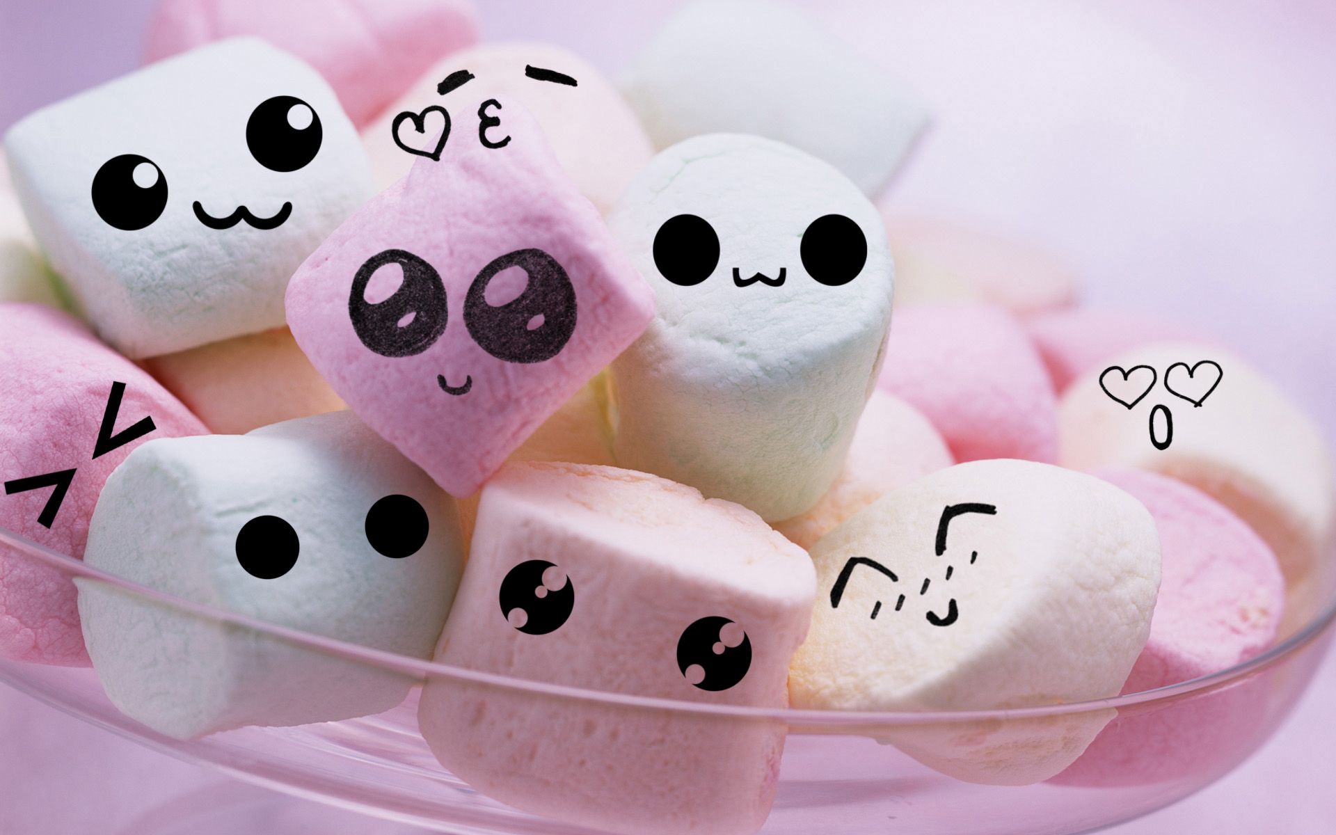 Marshmallow kawaii rosa e bianchi, 1920x1200 WUXGA, Laptop