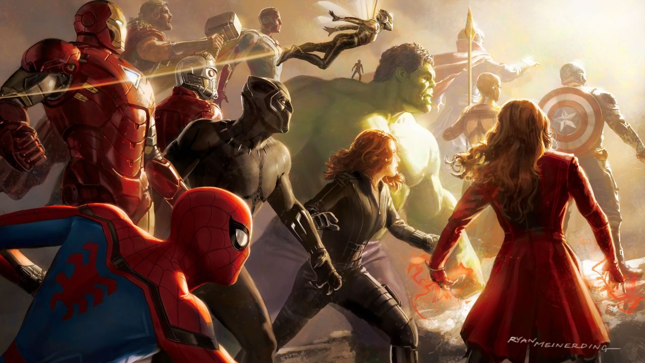 Avengers Infinity War artwork gruppo, Marvel, 1280x720 HD, Desktop