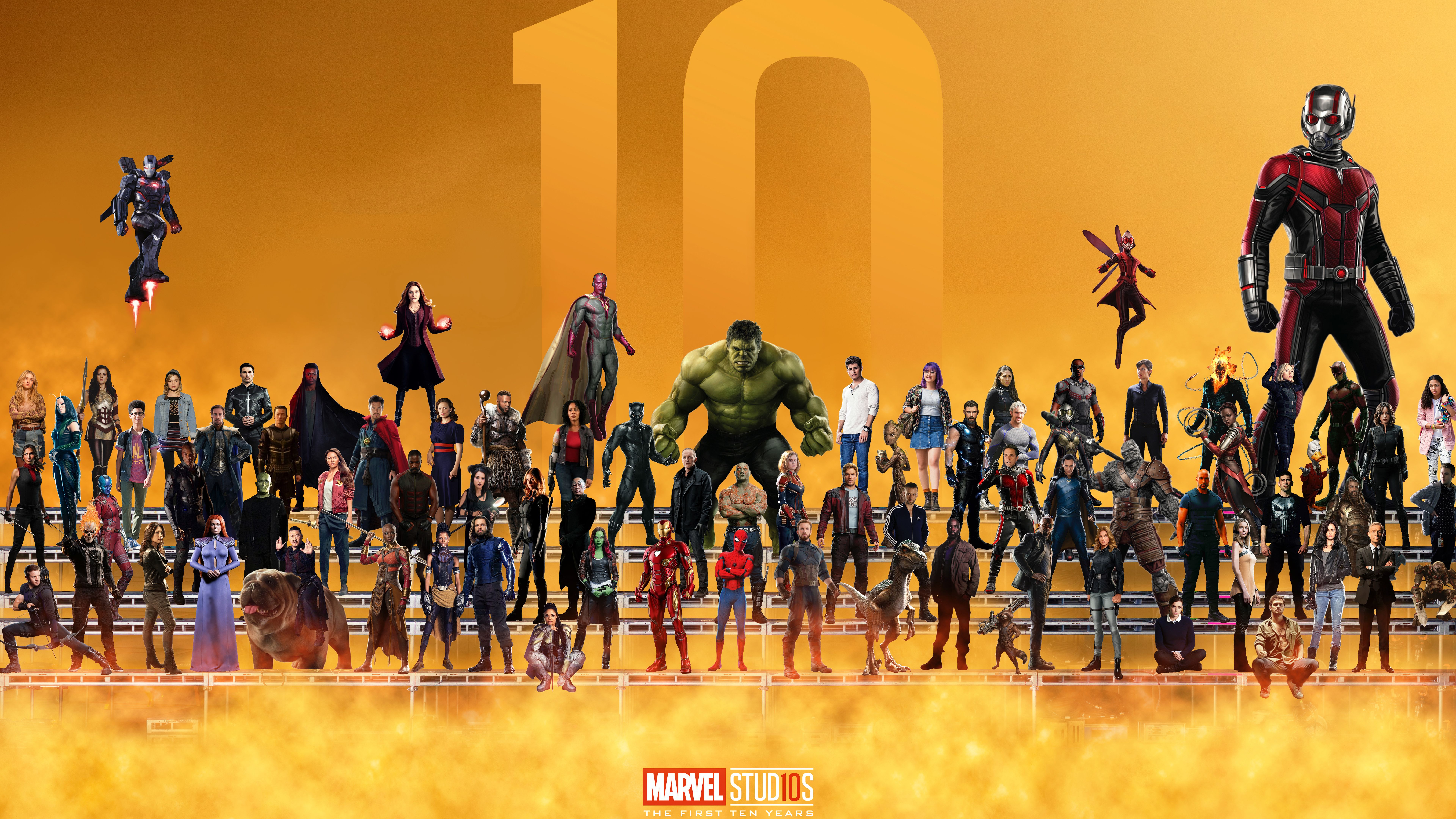 Marvel supereroi 10 anniversario, MCU, 7680x4320 4K Ultra HD, Monitor 4K