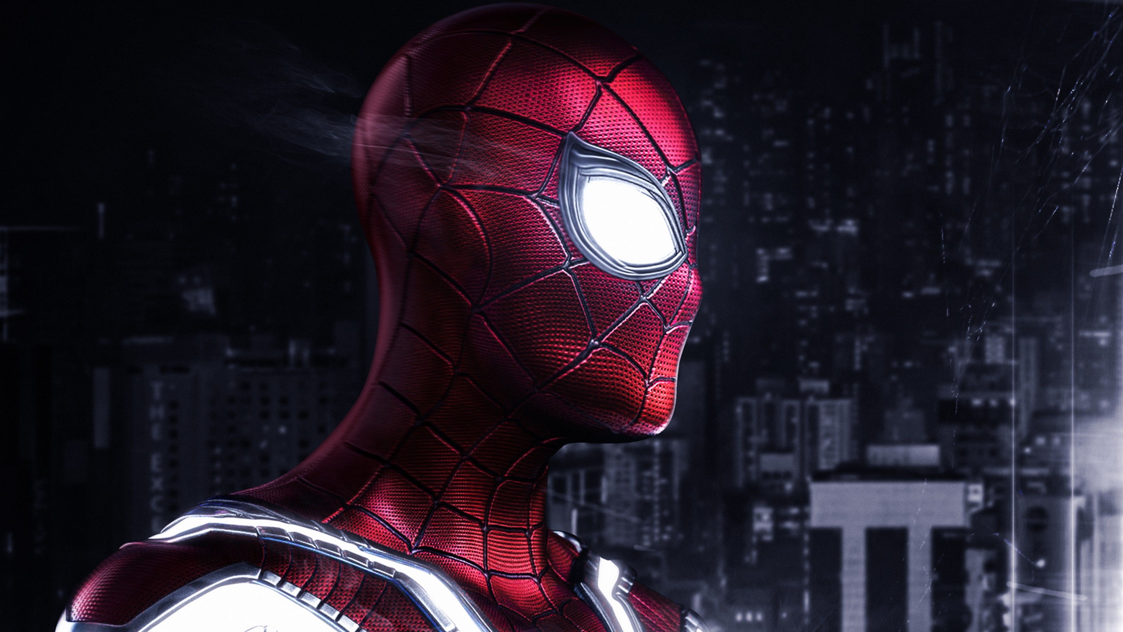 Spider-Man Iron Spider città notturna, Uomo Ragno, 3840x2160 UHD, PC 4K