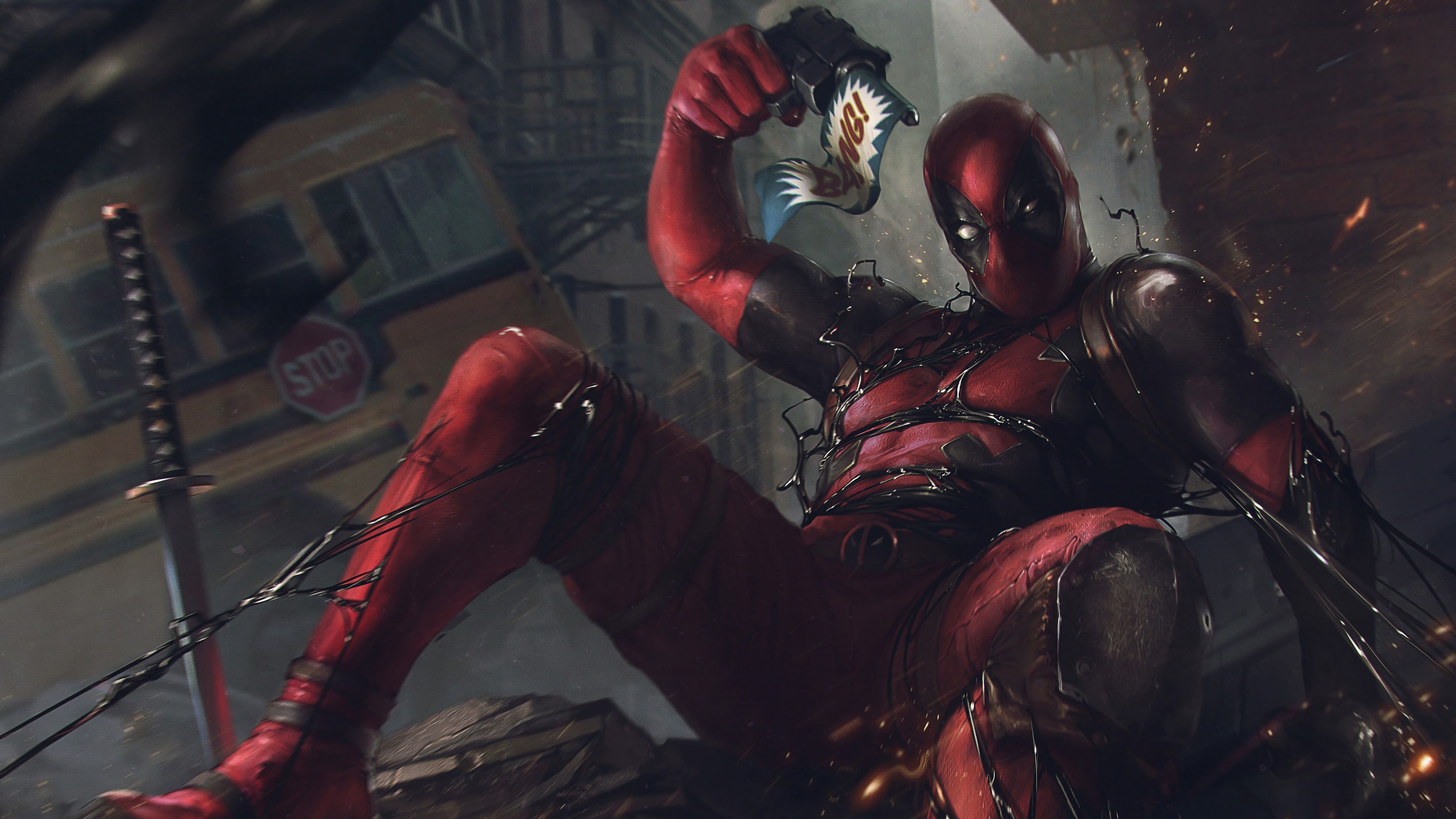 Deadpool con simbionte Venom, mercenario, 3840x2160 4K, Desktop 4K