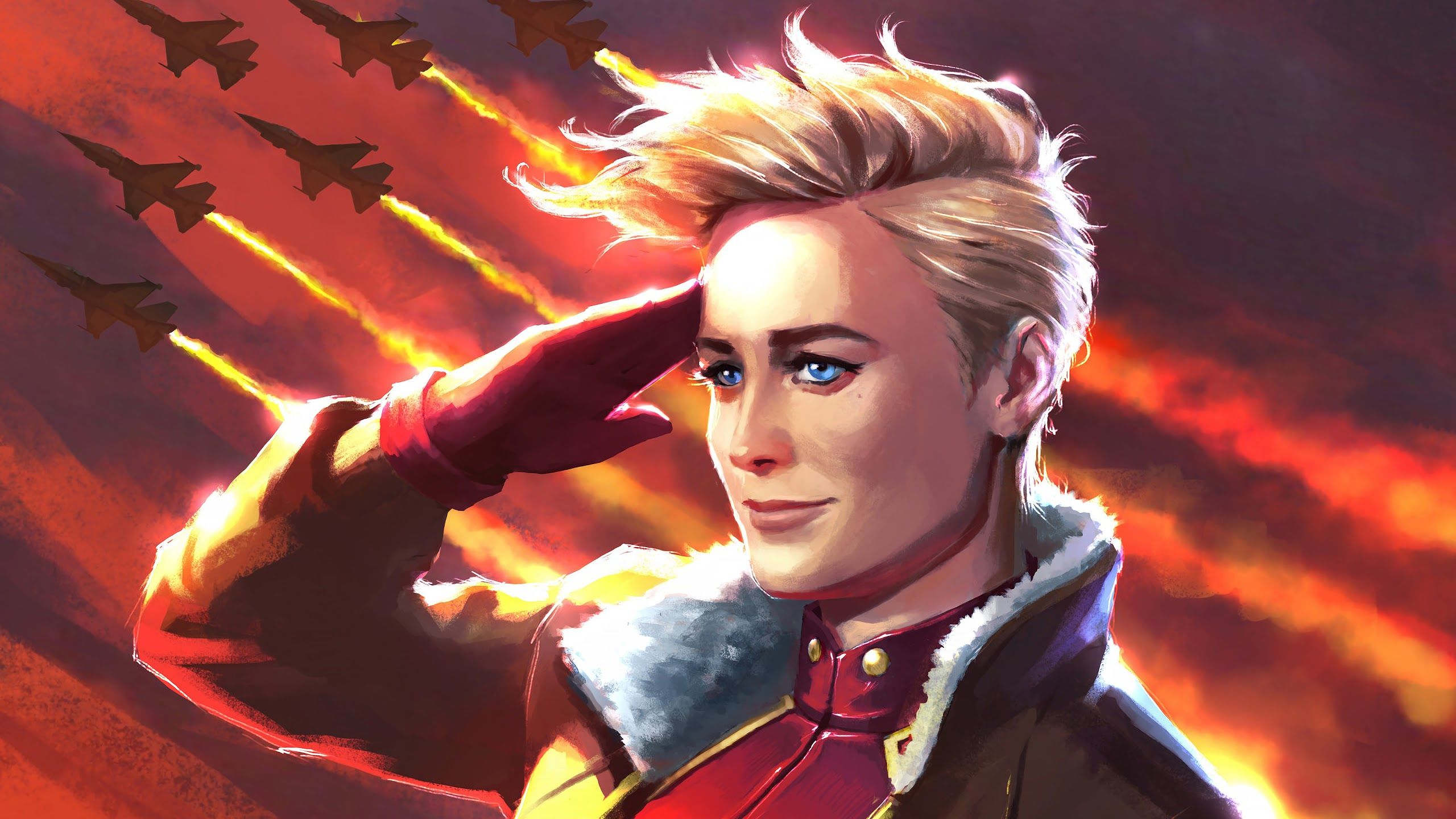 Captain Marvel saluto militare, 2560x1440 1440p, Desktop