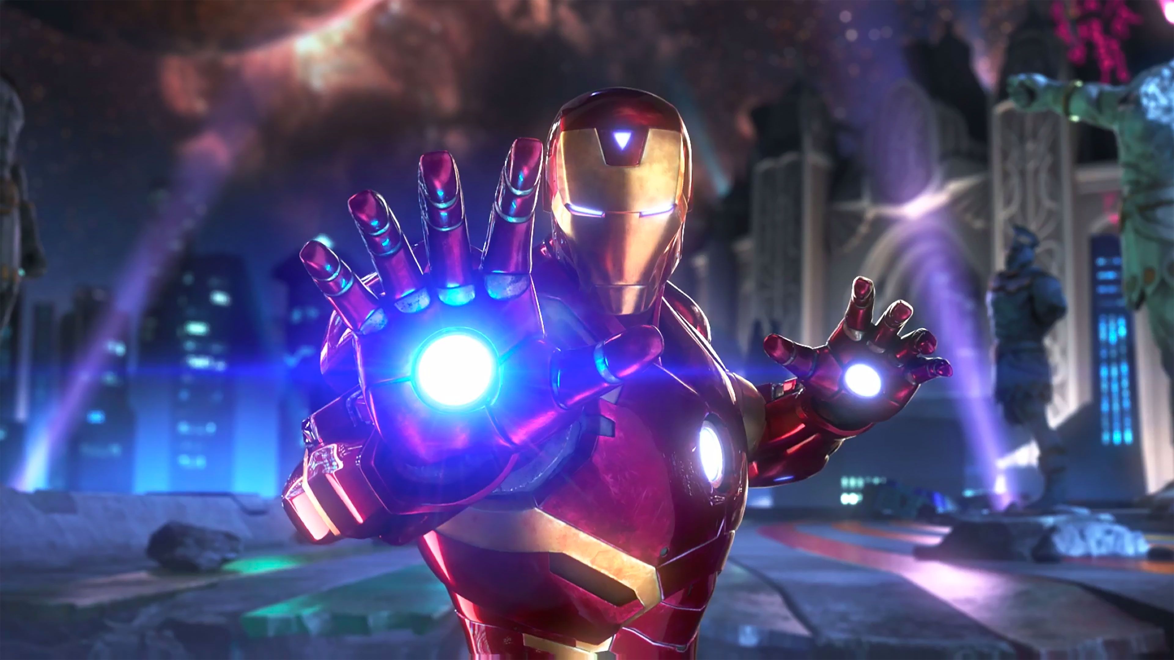 Iron Man città notturna, 3840x2160 Ultra HD, 4K TV