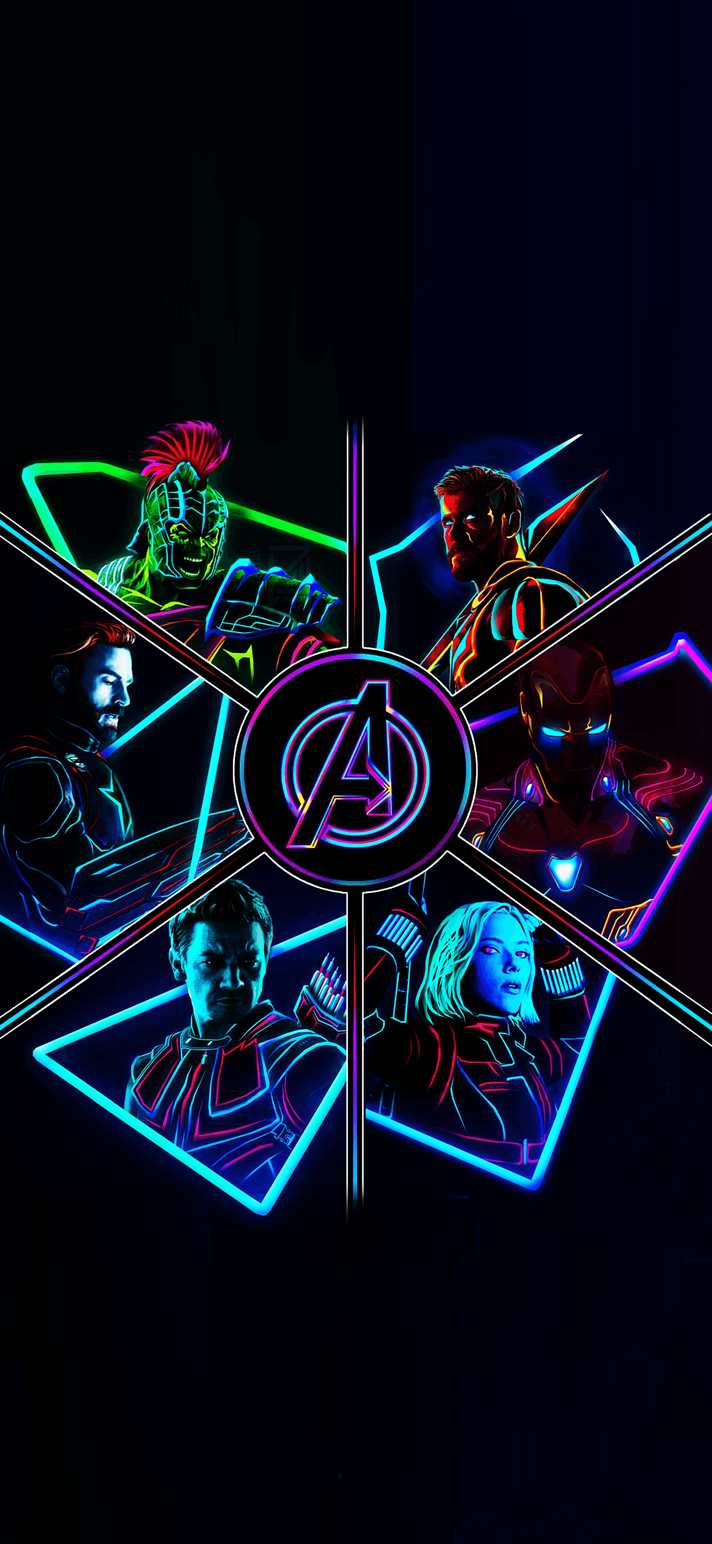 Avengers logo neon personaggi, 1437x3114 Full HD Verticale, iPhone
