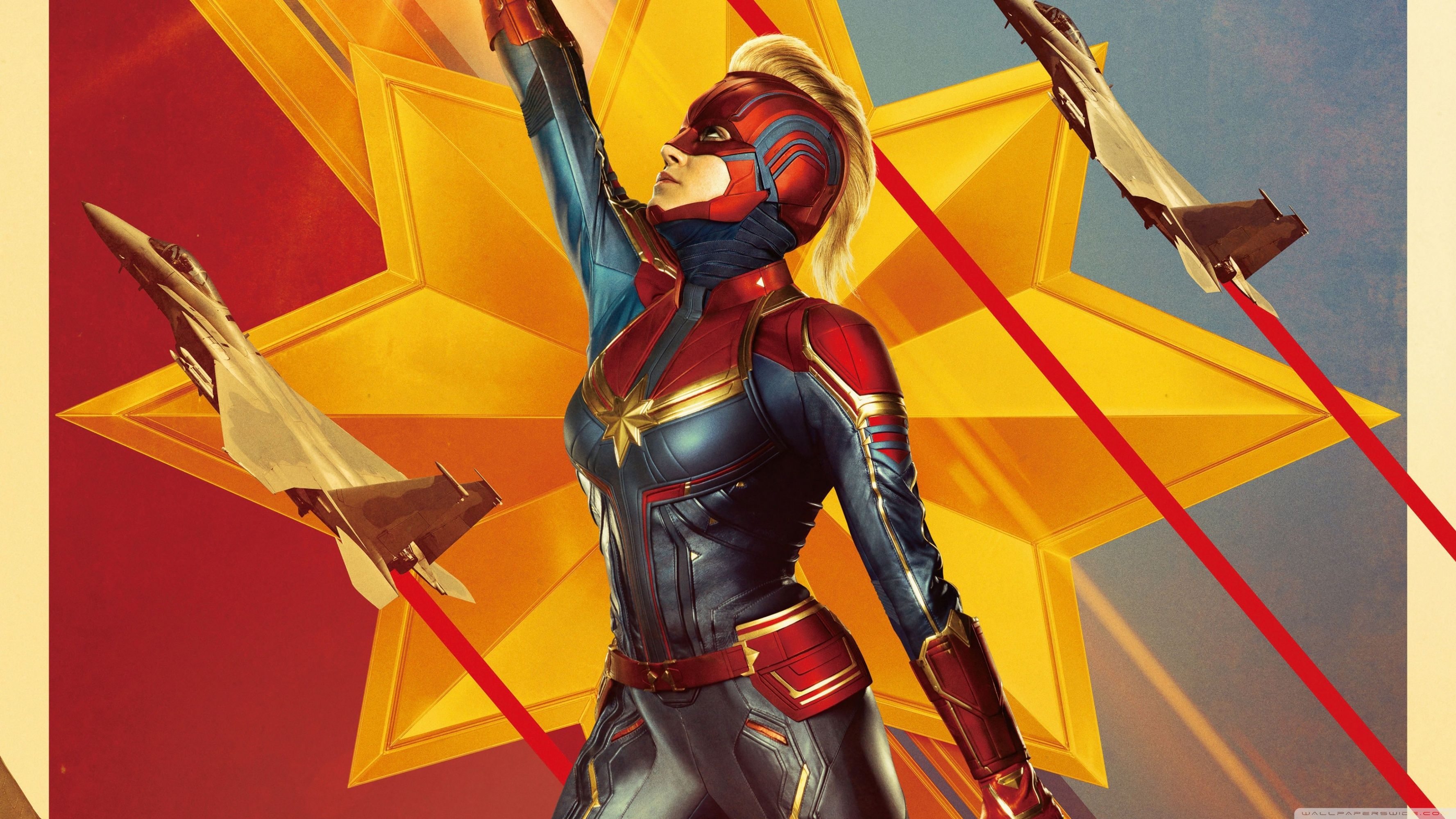 Captain Marvel poster stella dorata, 3554x1999 2K+, Monitor Gaming