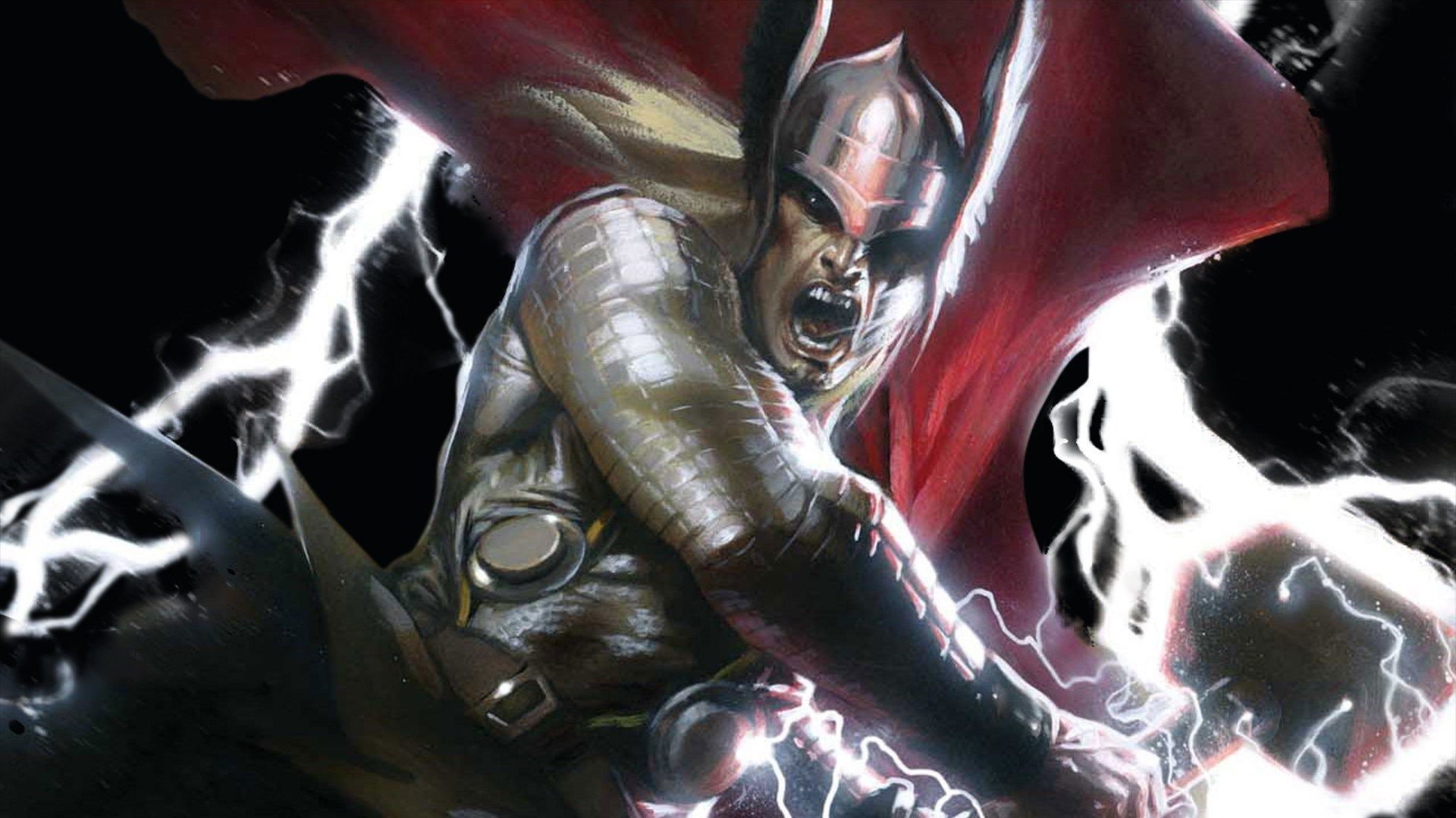 Thor con fulmini sfondo nero, 1920x1080 1080p, Desktop