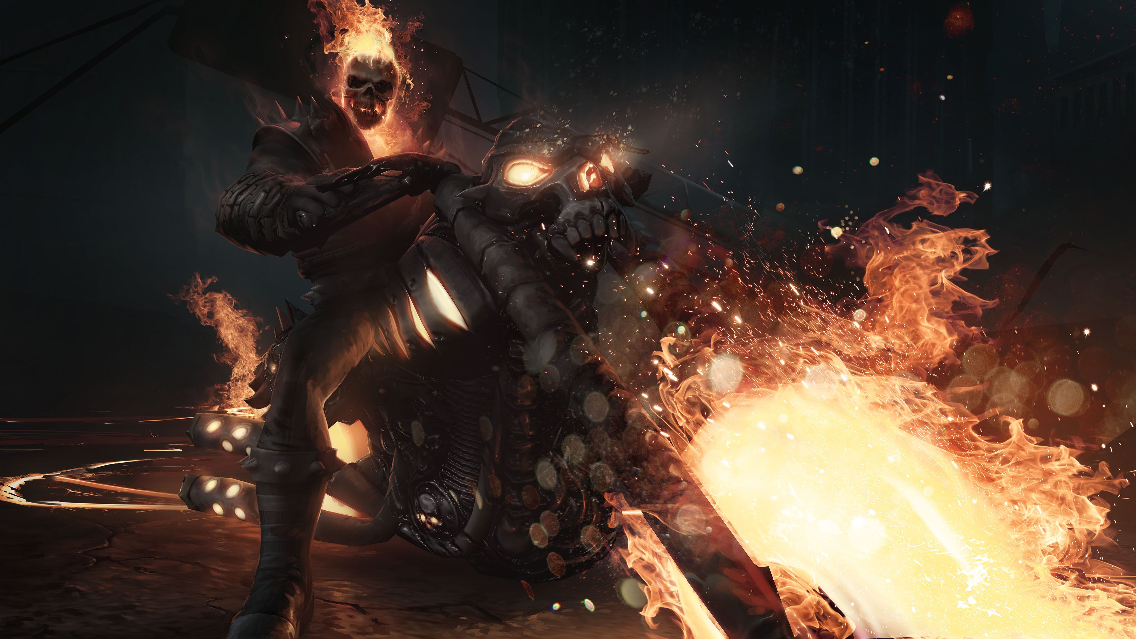 Ghost Rider fiammeggiante Marvel, 3840x2160 UHD, Monitor Gaming