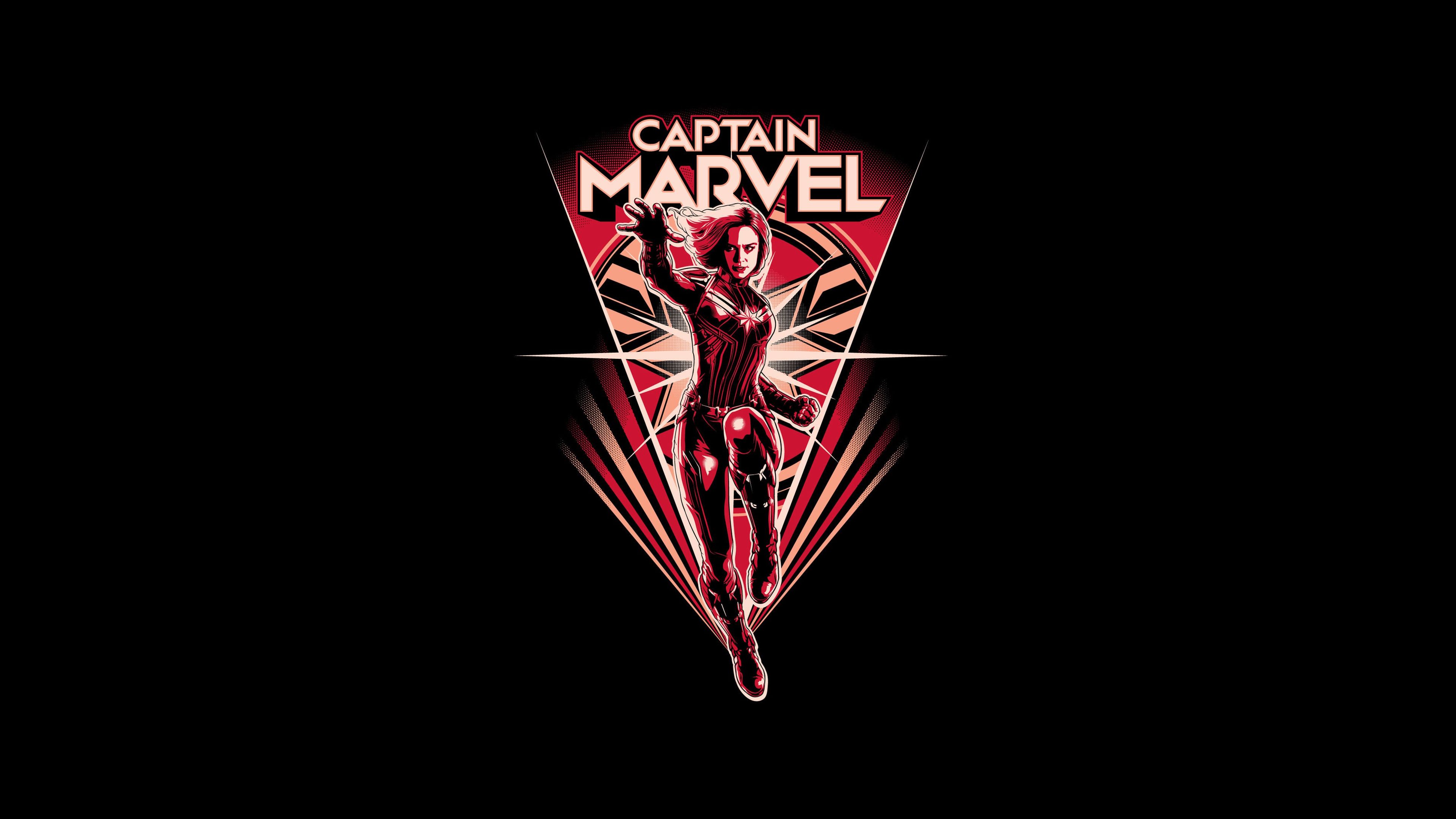 Captain Marvel logo minimal, 3840x2160 4K, Desktop 4K