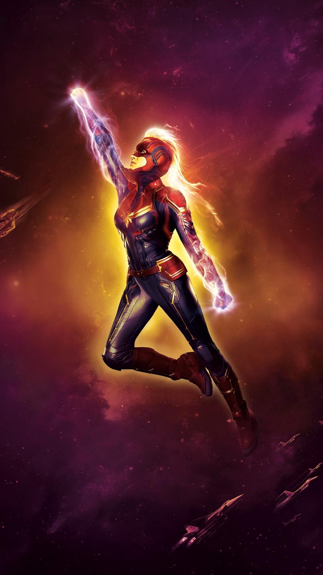 Captain Marvel energia luminosa, 1080x1920 Full HD Verticale, Smartphone