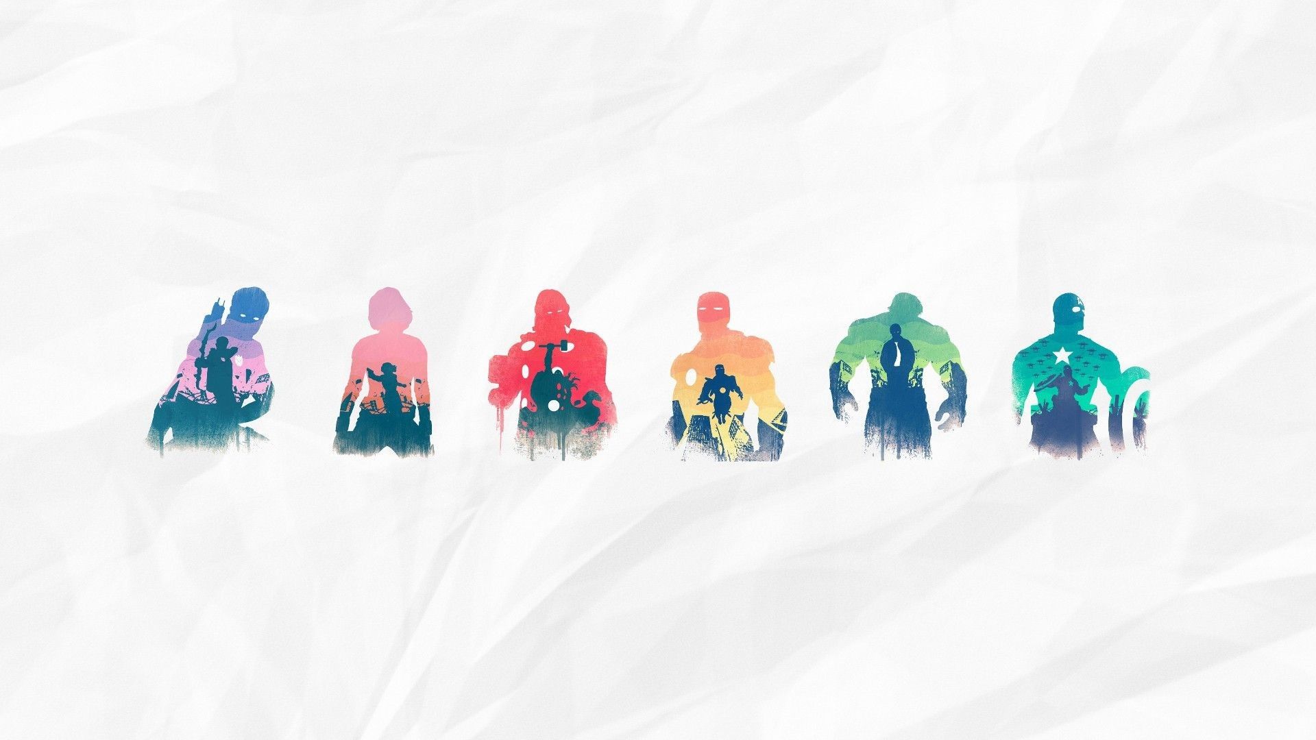 Silhouette colorate eroi Marvel, MCU, 1920x1080 1080p, Monitor Gaming